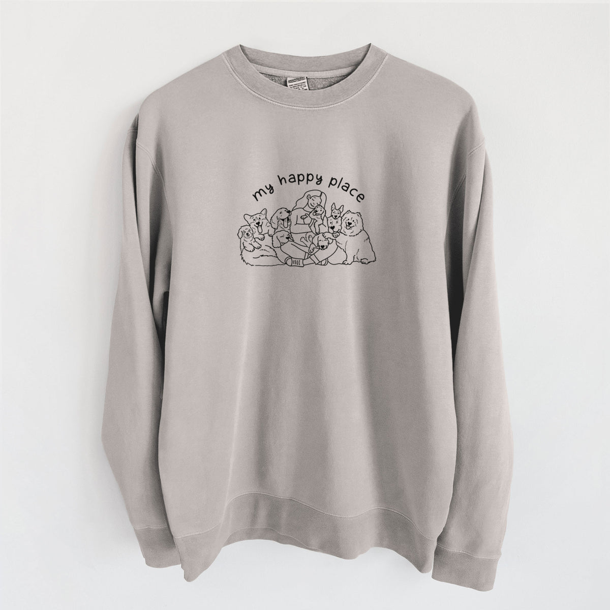 My Happy Place - Dogs - Unisex Pigment Dyed Crew Sweatshirt
