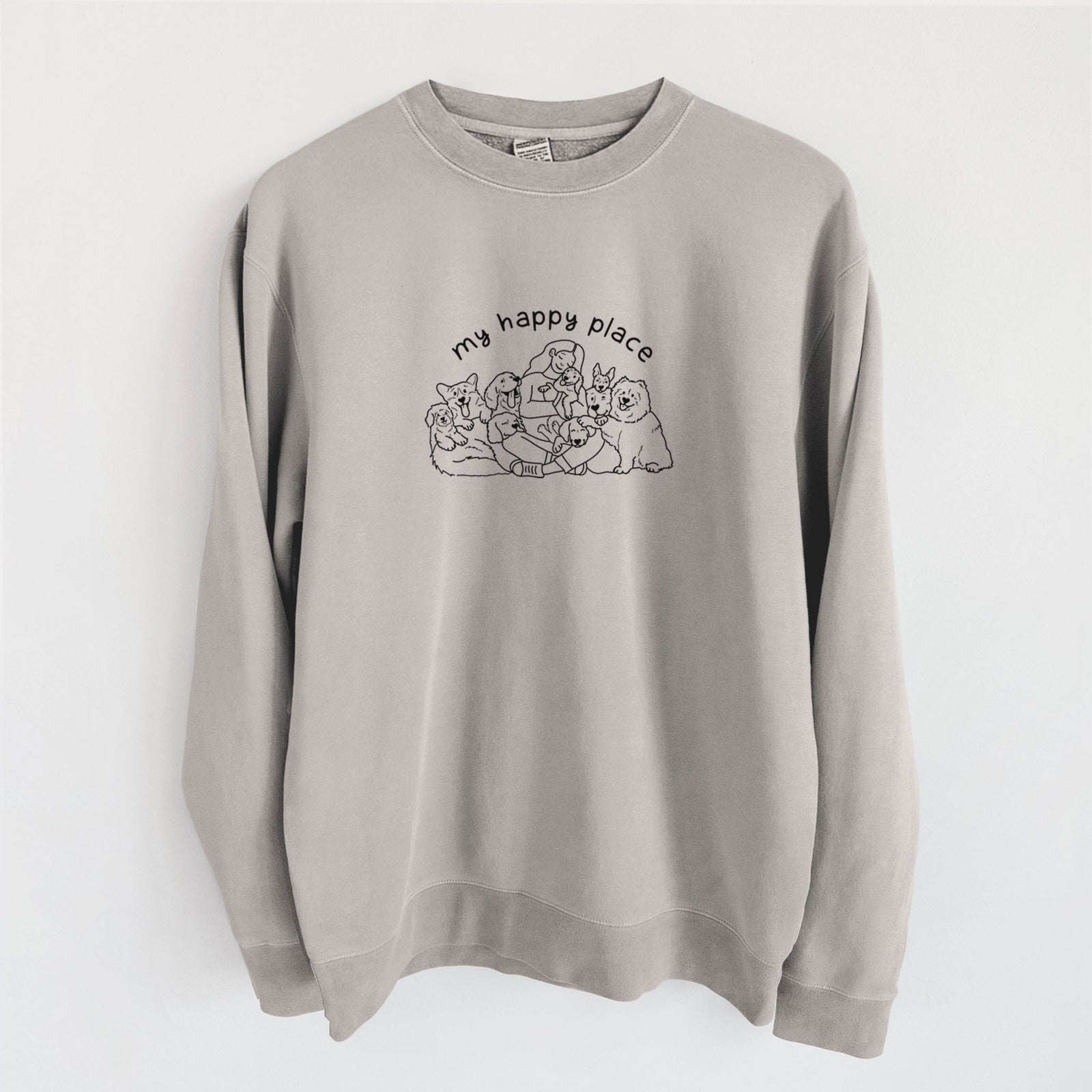 My Happy Place - Dogs - Unisex Pigment Dyed Crew Sweatshirt