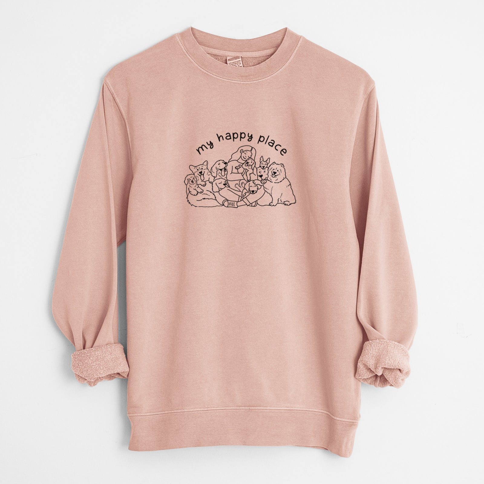 My Happy Place - Dogs - Unisex Pigment Dyed Crew Sweatshirt