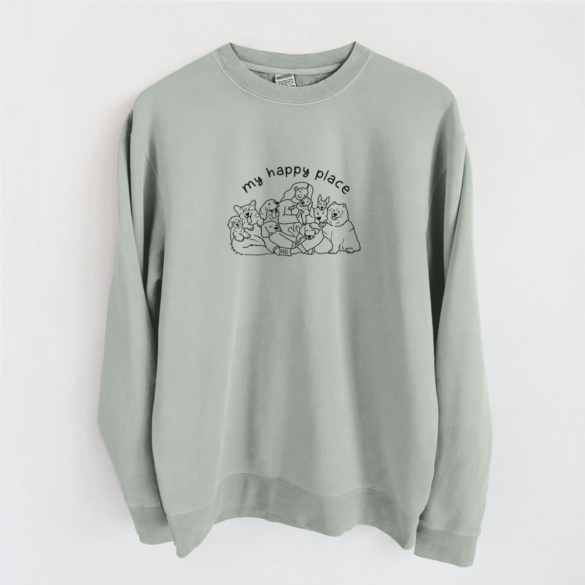My Happy Place - Dogs - Unisex Pigment Dyed Crew Sweatshirt