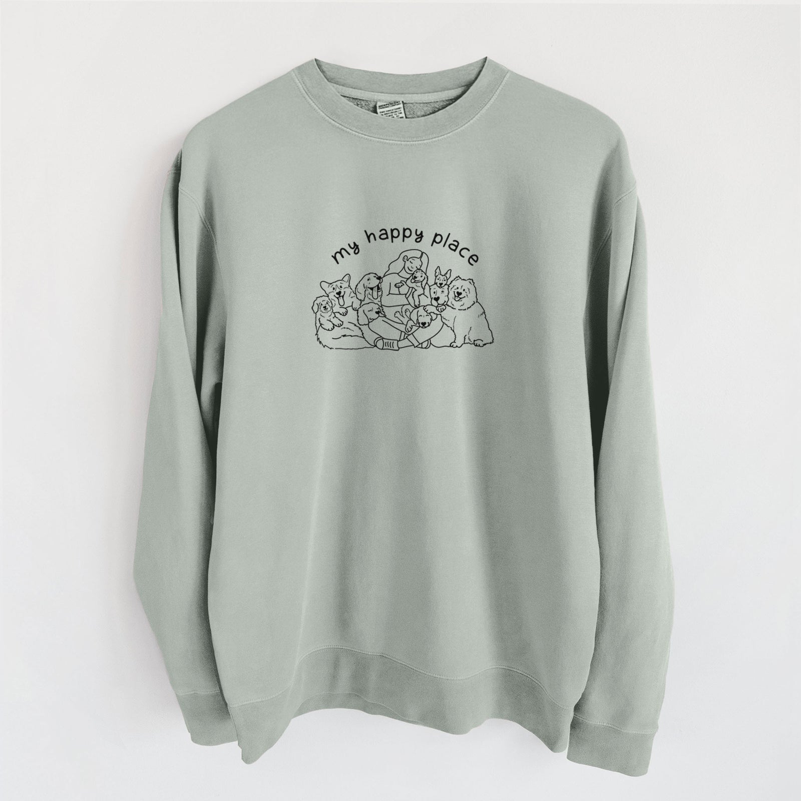 My Happy Place - Dogs - Unisex Pigment Dyed Crew Sweatshirt