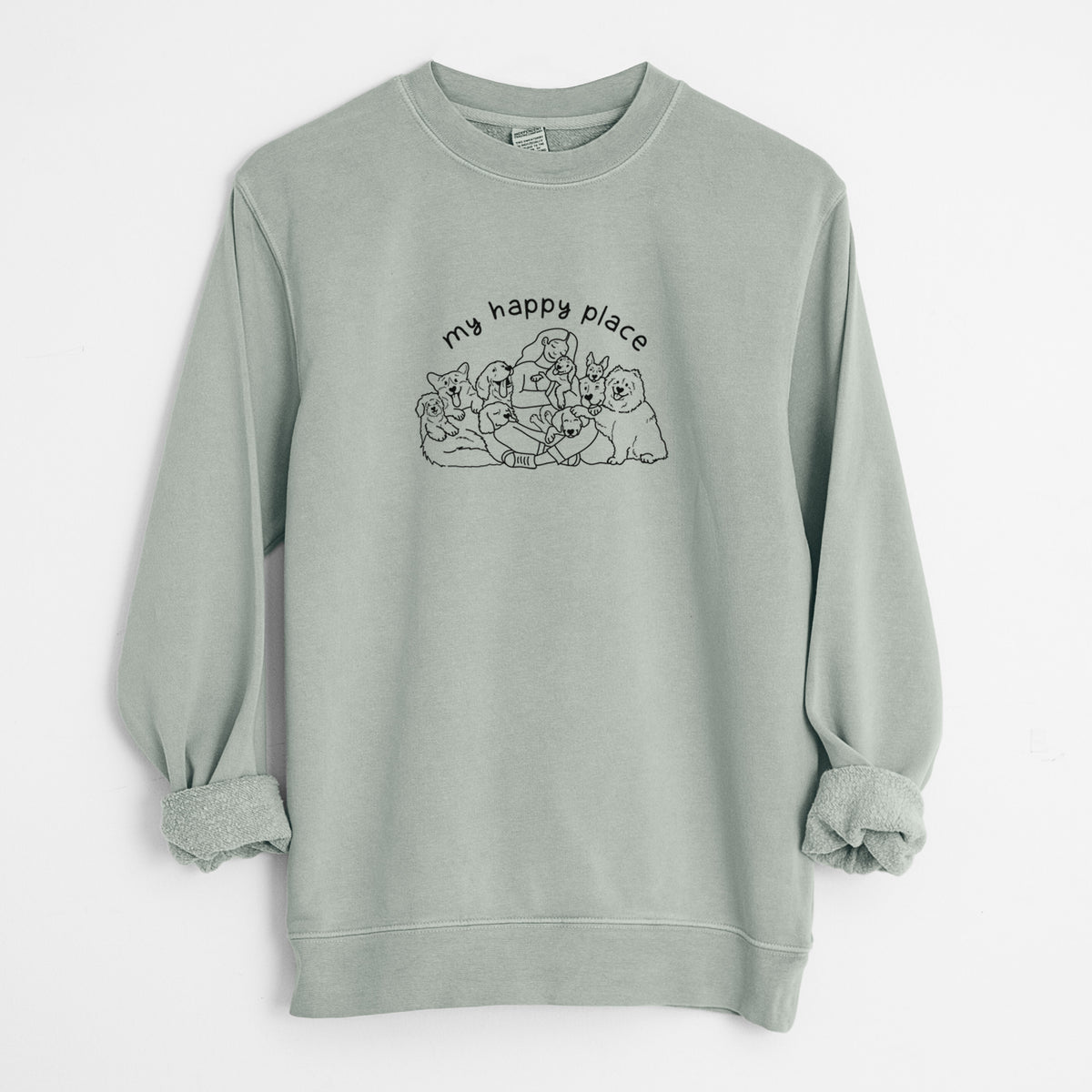My Happy Place - Dogs - Unisex Pigment Dyed Crew Sweatshirt