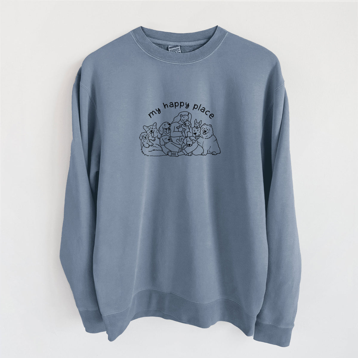 My Happy Place - Dogs - Unisex Pigment Dyed Crew Sweatshirt