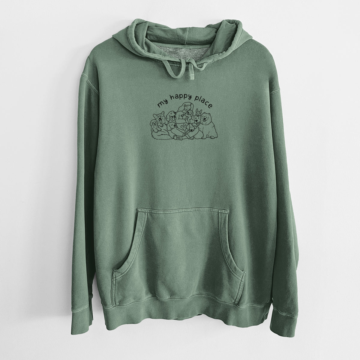 My Happy Place - Dogs - Unisex Pigment Dyed Hoodie
