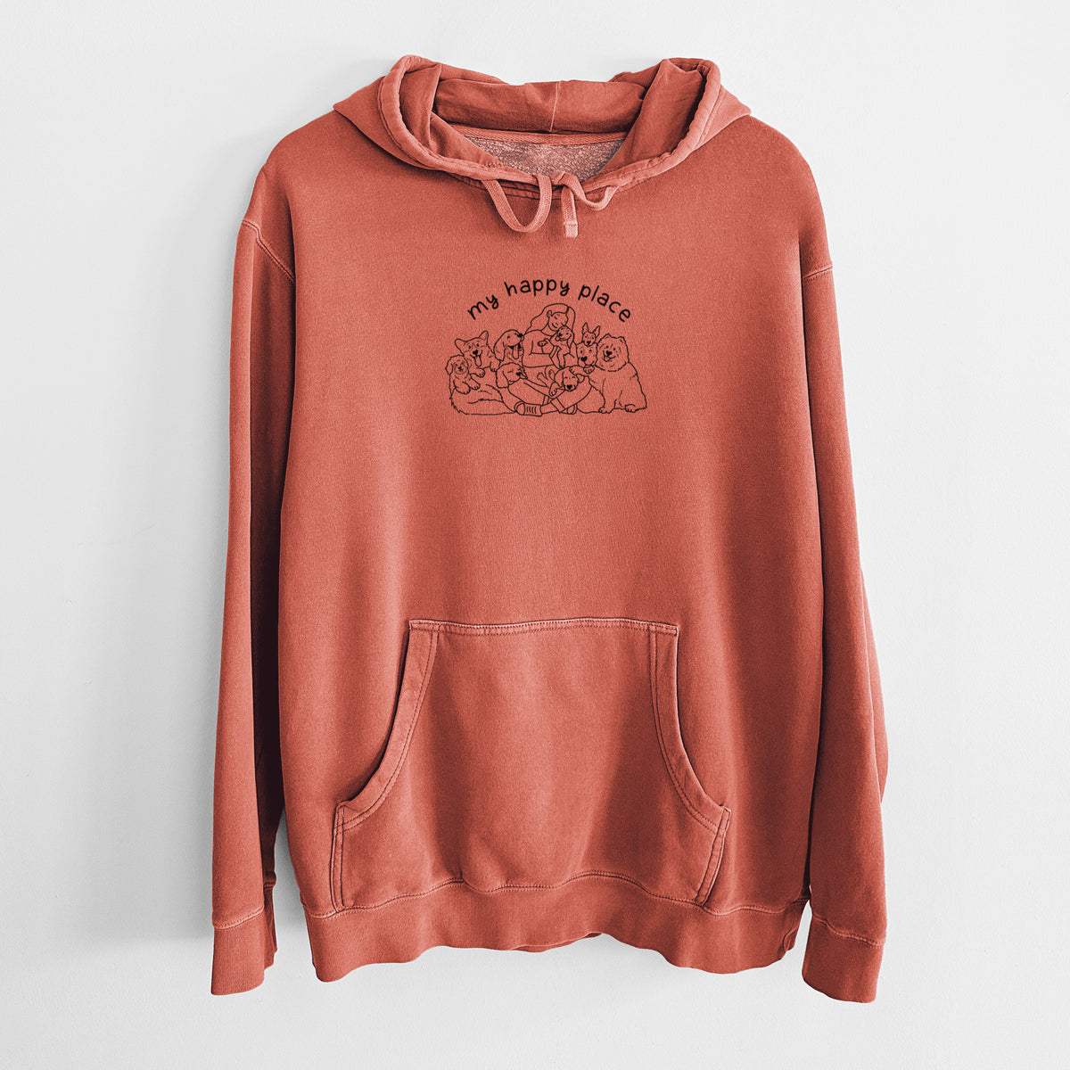 My Happy Place - Dogs - Unisex Pigment Dyed Hoodie