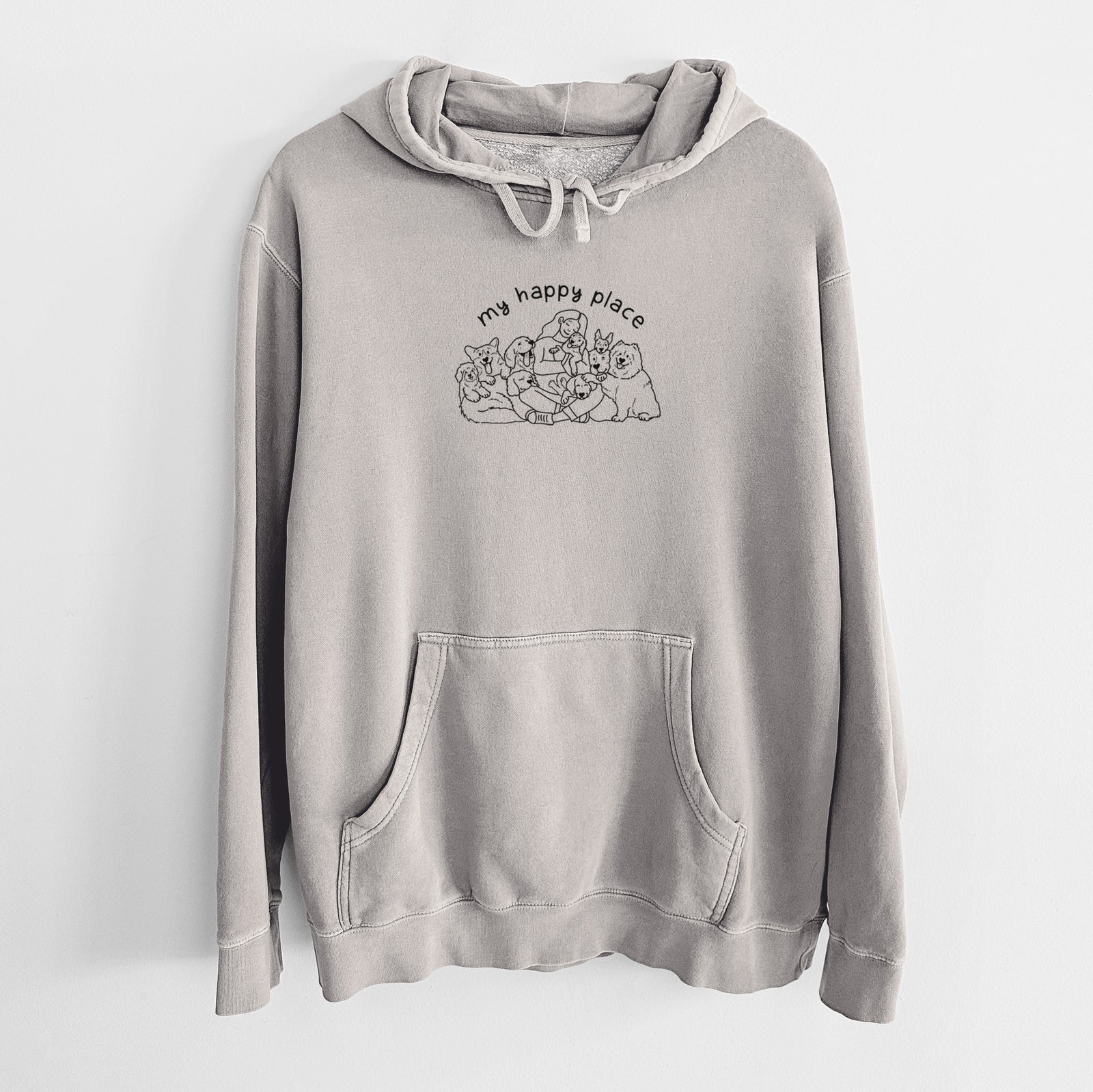 My Happy Place - Dogs - Unisex Pigment Dyed Hoodie