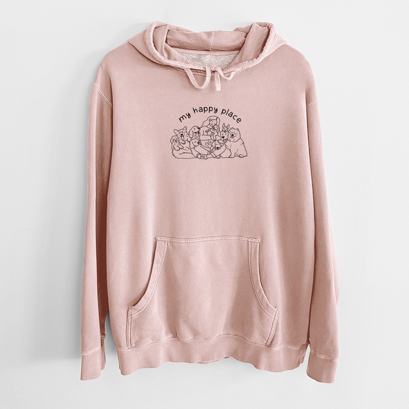 My Happy Place - Dogs - Unisex Pigment Dyed Hoodie