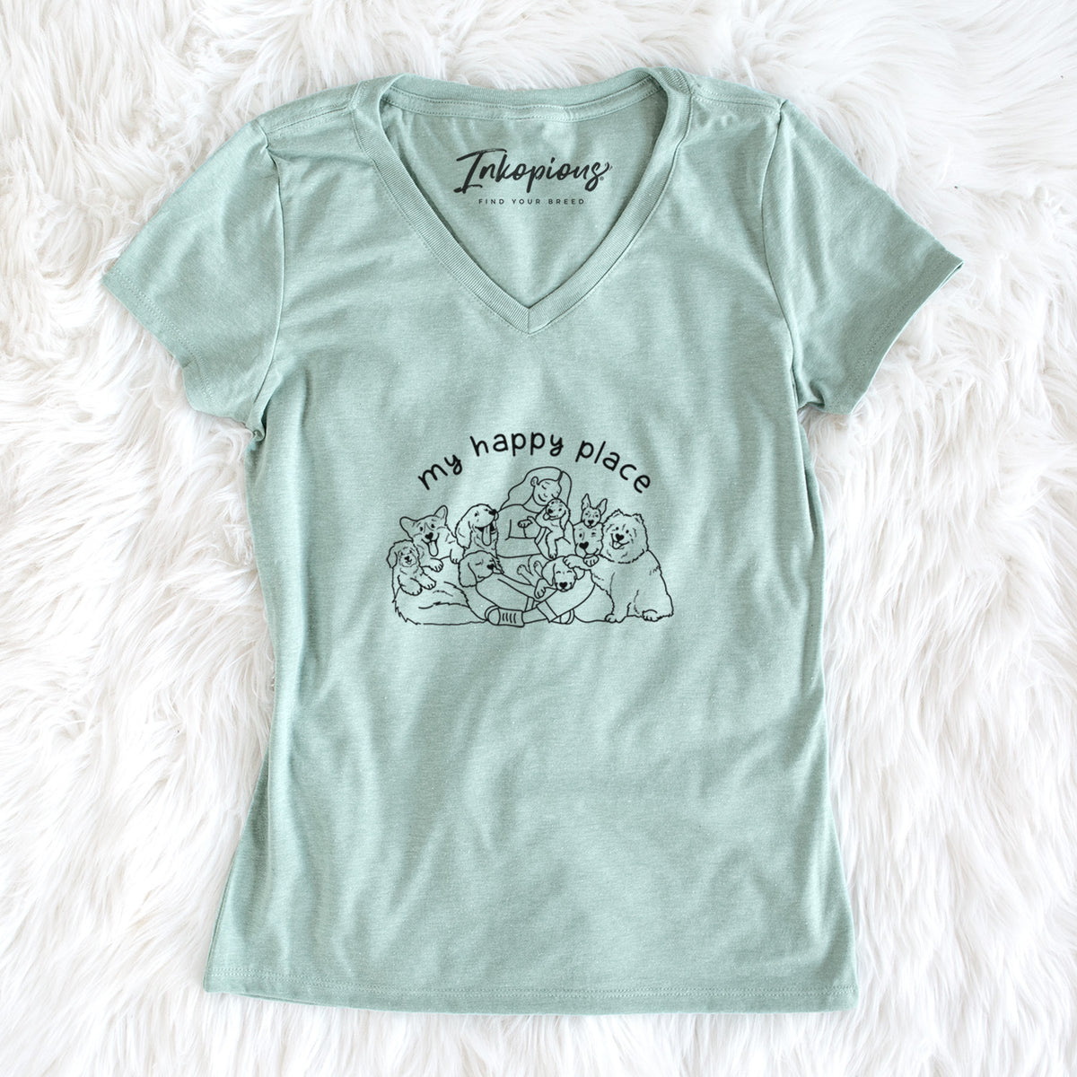 My Happy Place - Dogs - Women's Perfect V-neck Shirt