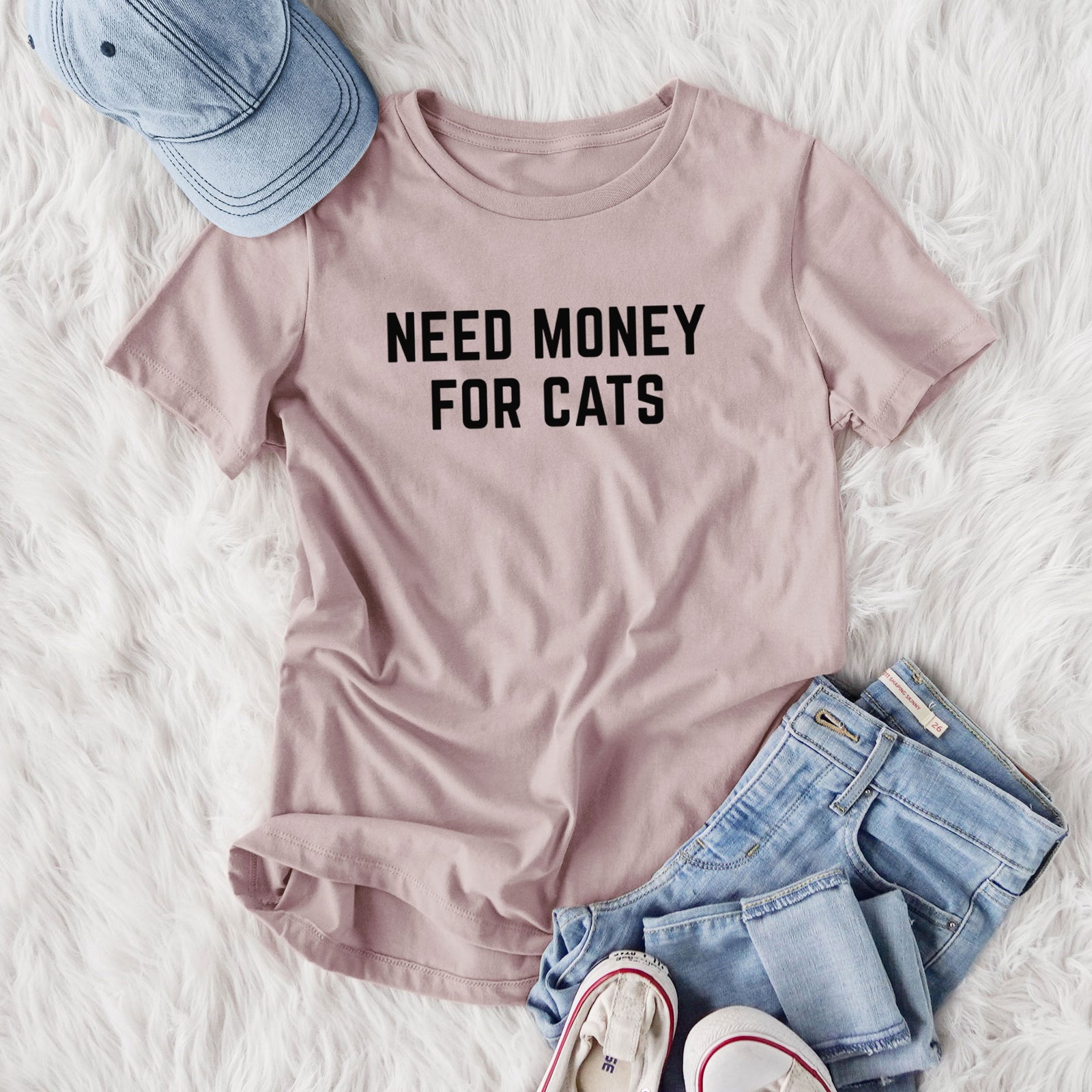Need Money for Cats - Women's Lightweight Relaxed Fit 100% Cotton Crewneck