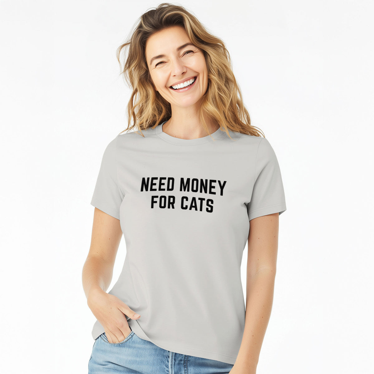 Need Money for Cats - Women's Lightweight Relaxed Fit 100% Cotton Crewneck