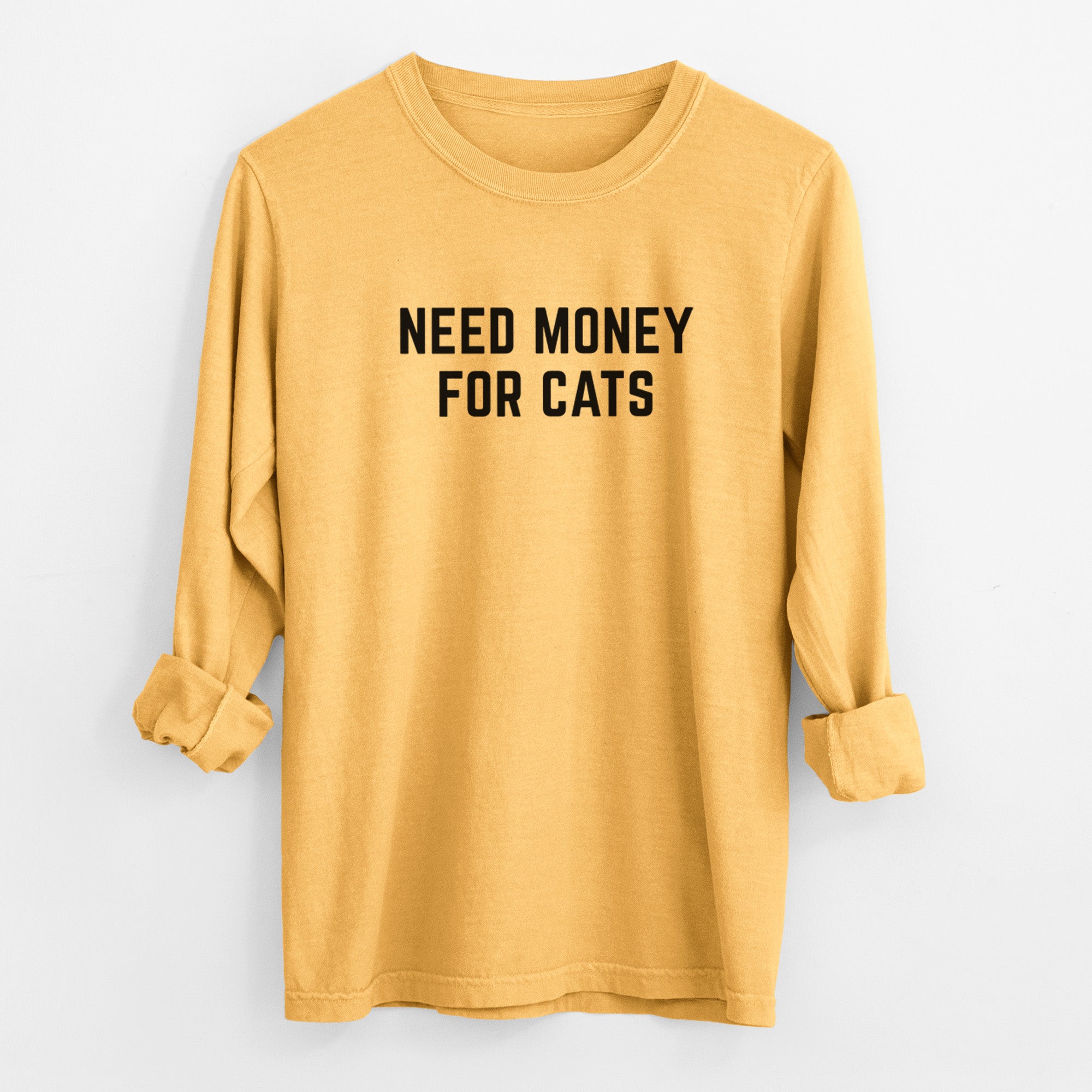 Need Money for Cats - Men's Heavyweight 100% Cotton Long Sleeve