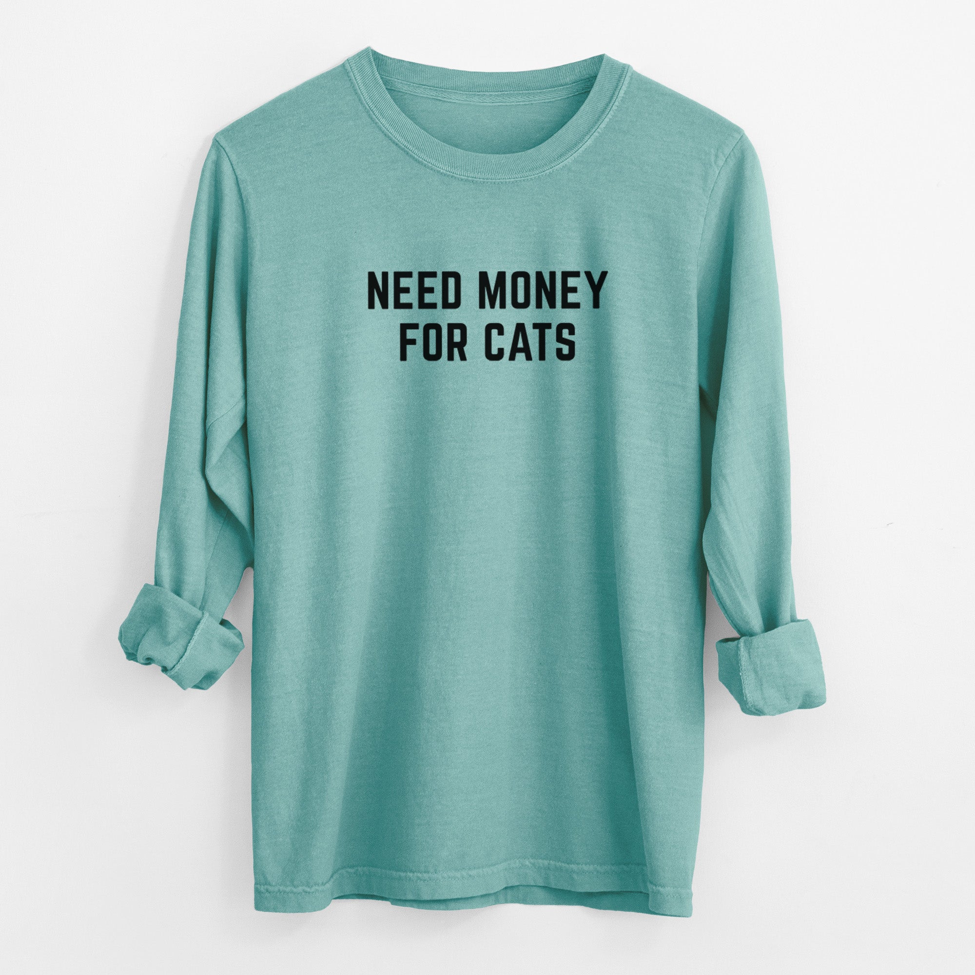 Need Money for Cats - Men's Heavyweight 100% Cotton Long Sleeve