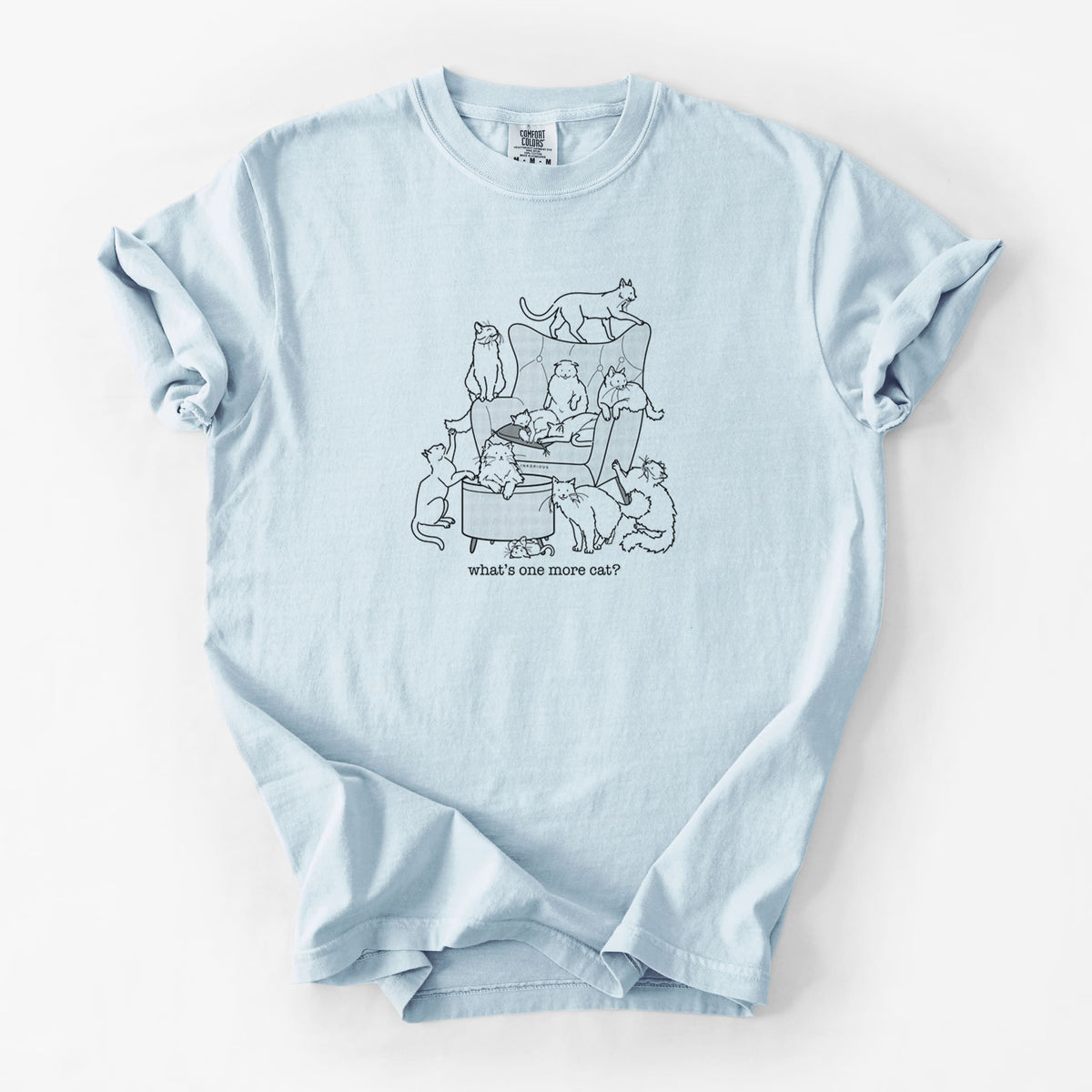 What's One More Cat? - Unisex Comfort Colors Garment-Dyed Heavyweight T-shirt in Chambray