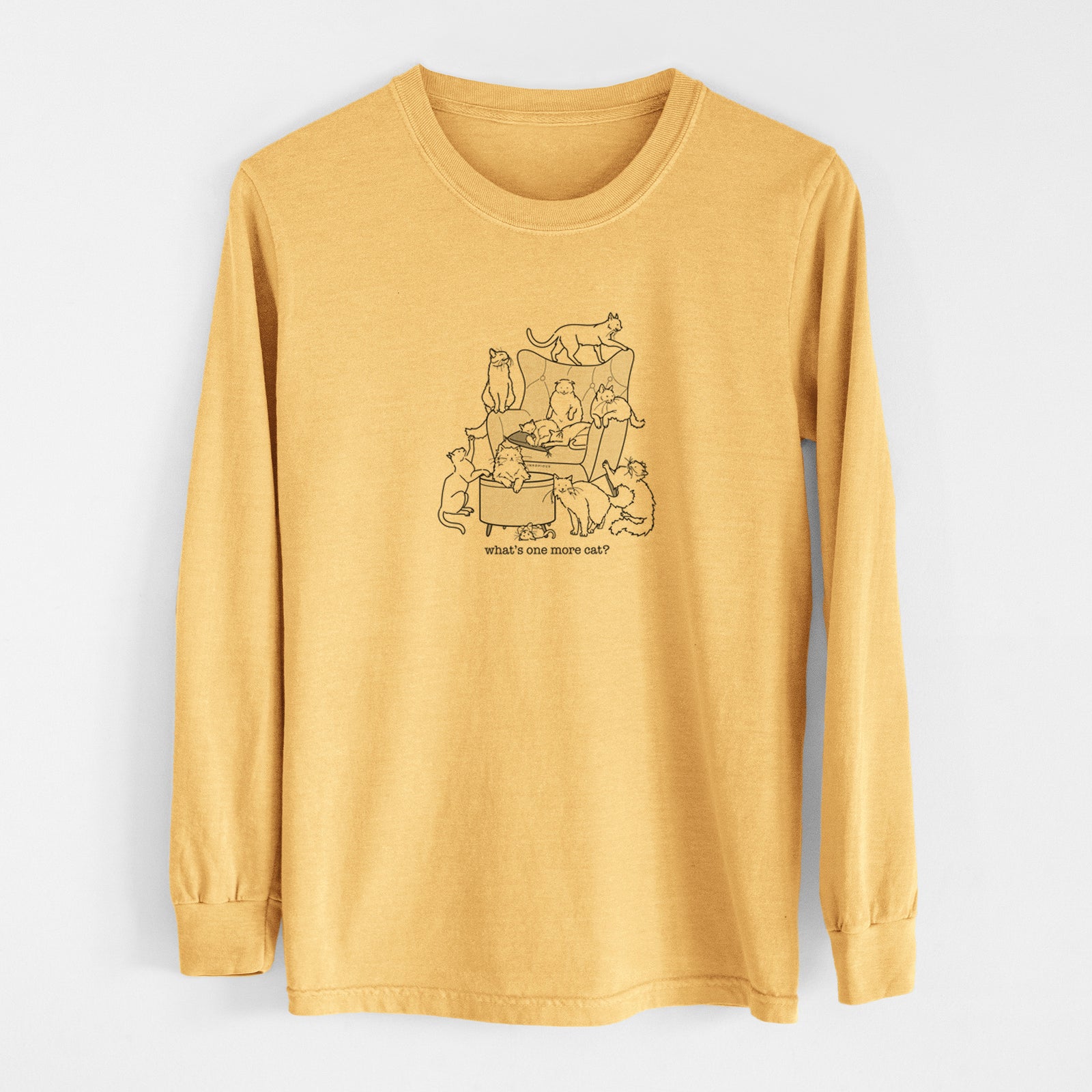 What's One More Cat? - Men's Heavyweight 100% Cotton Long Sleeve