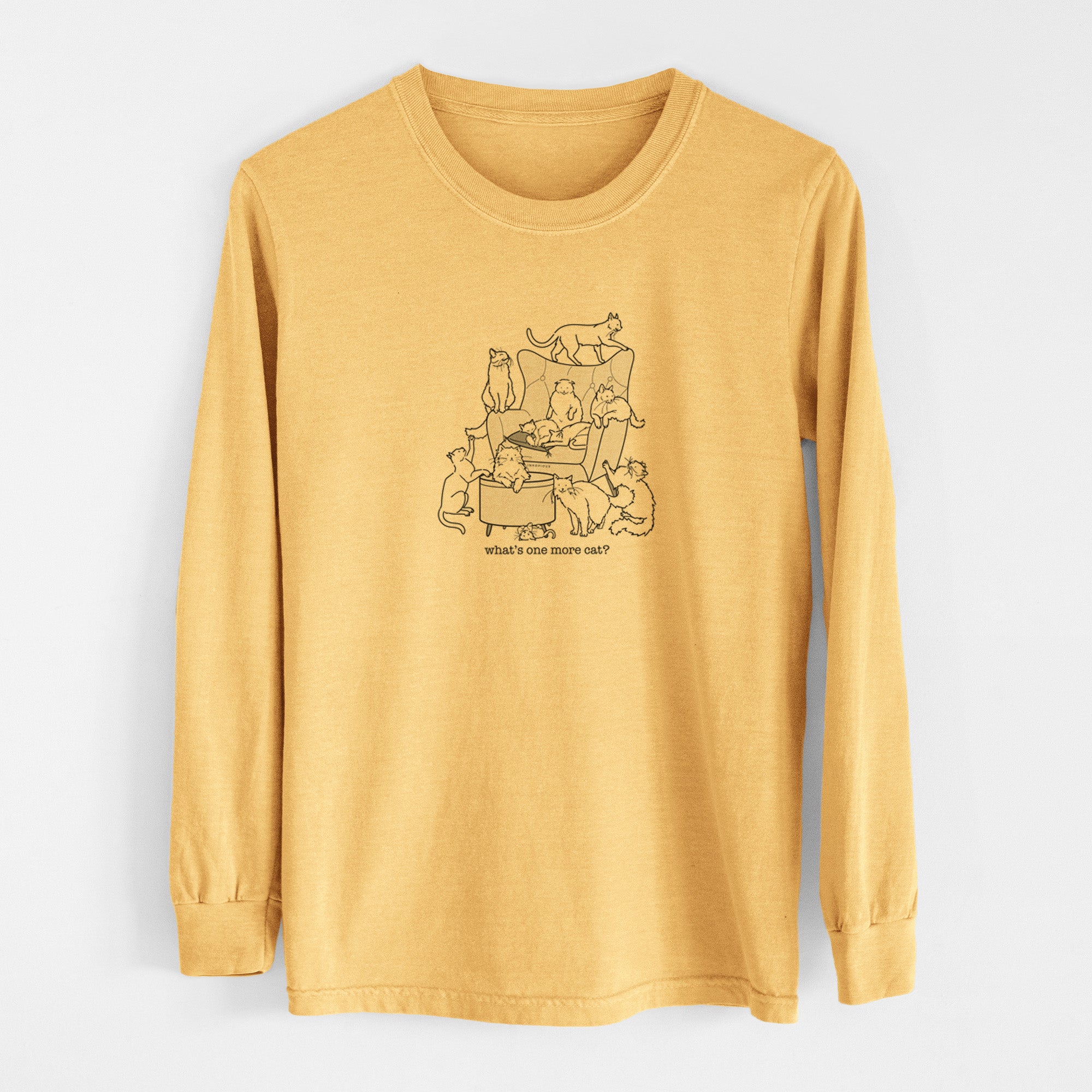 What's One More Cat? - Men's Heavyweight 100% Cotton Long Sleeve