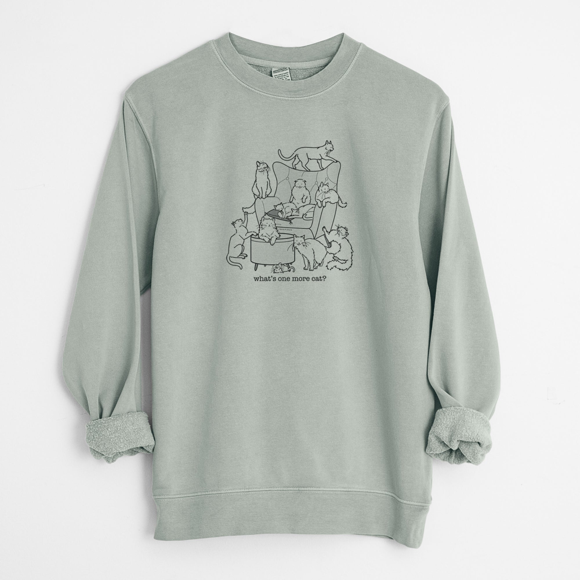 What's One More Cat? - Unisex Pigment Dyed Crew Sweatshirt