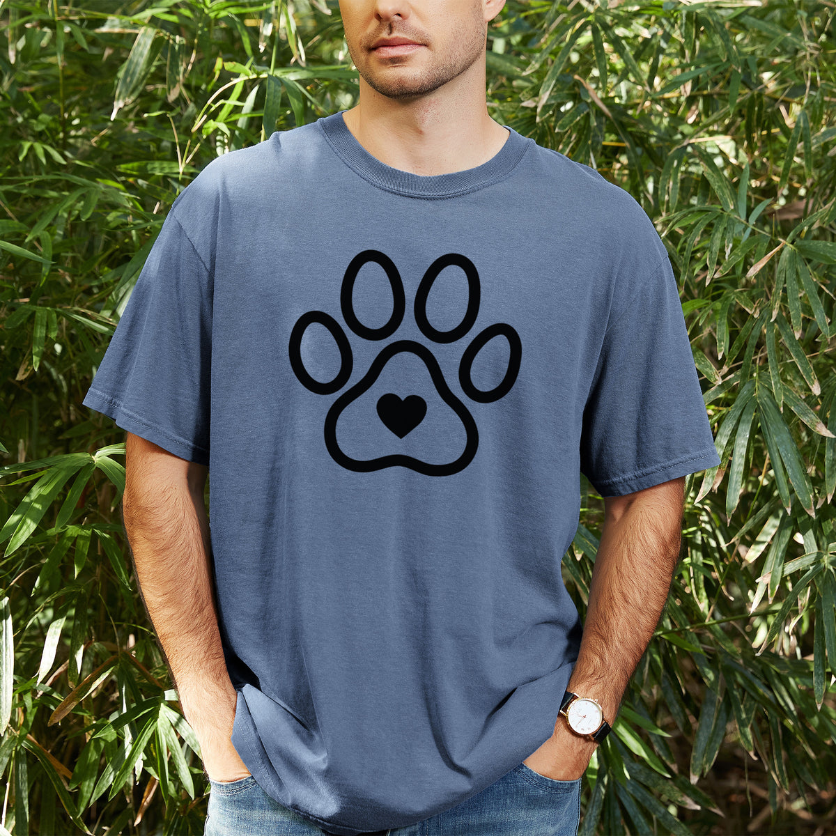 Paw with Heart - Unisex Comfort Colors Garment-Dyed Heavyweight T-shirt, worn by model