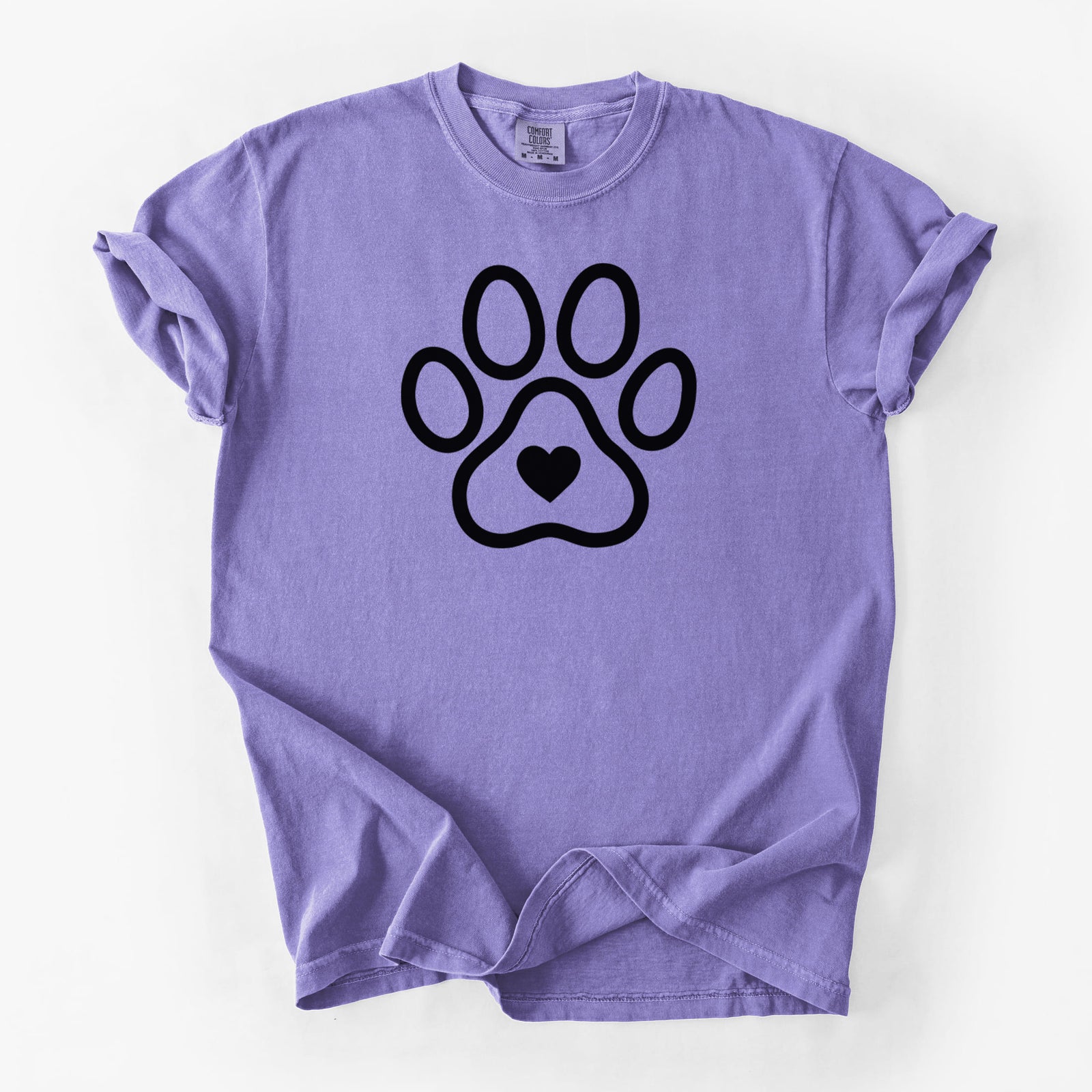 Paw with Heart - Unisex Comfort Colors Garment-Dyed Heavyweight T-shirt in Violet