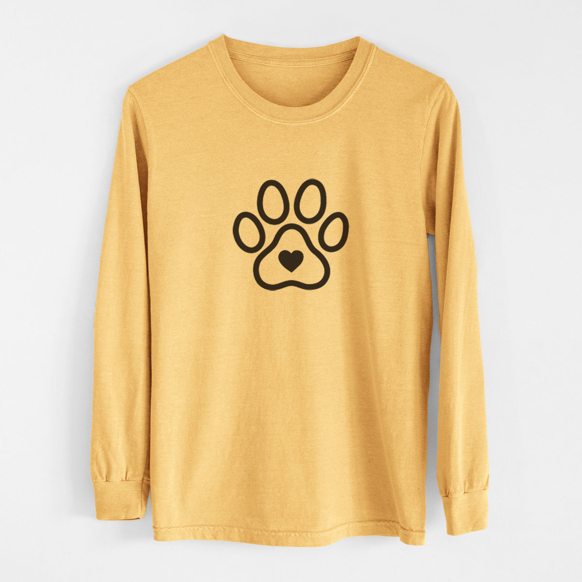 Paw with Heart - Men&#39;s Heavyweight 100% Cotton Long Sleeve