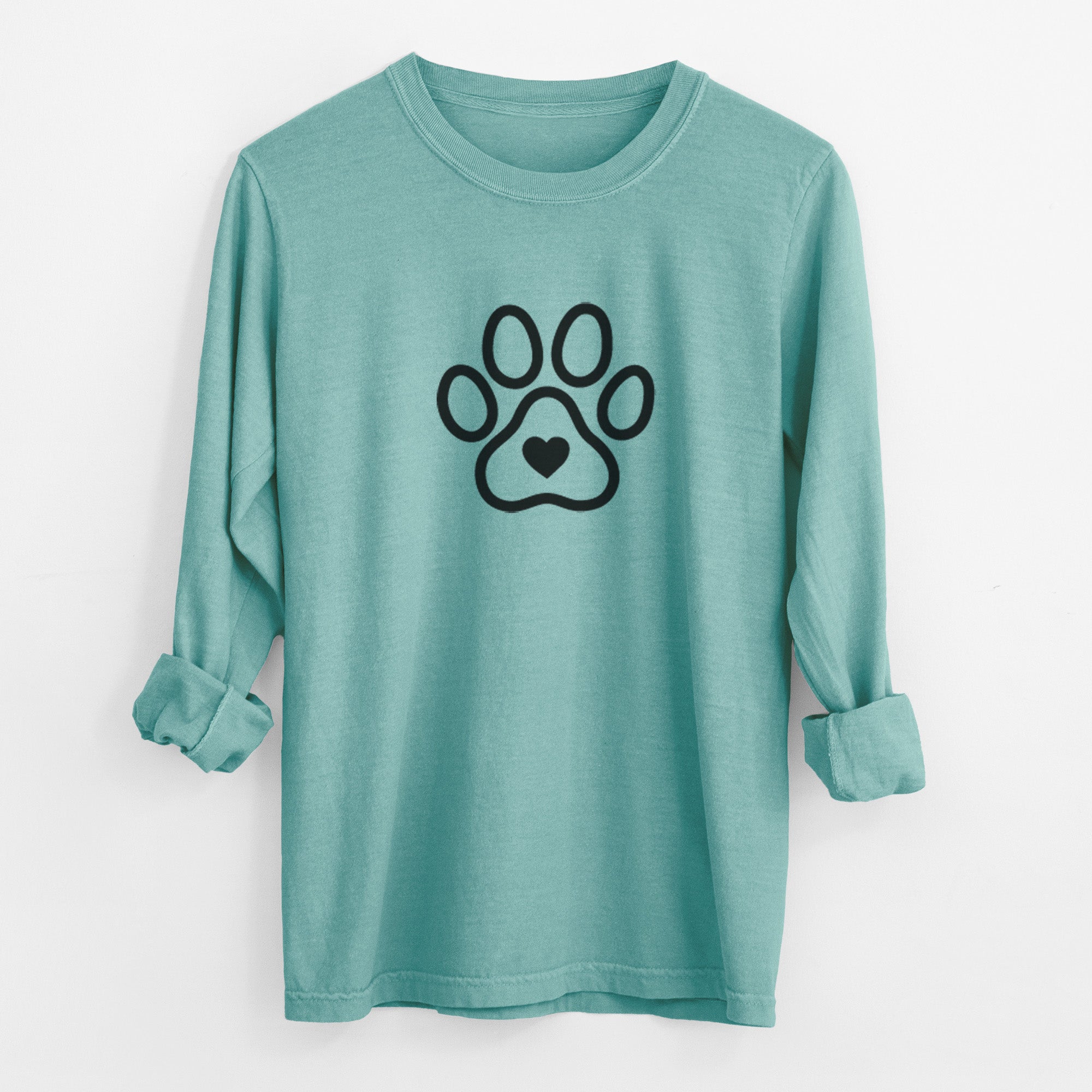 Paw with Heart - Men's Heavyweight 100% Cotton Long Sleeve