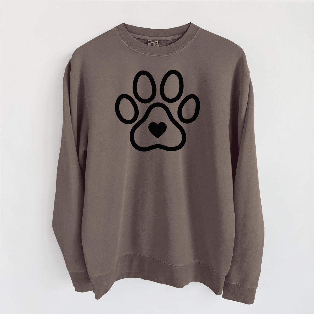 Paw with Heart - Unisex Pigment Dyed Crew Sweatshirt in Espresso
