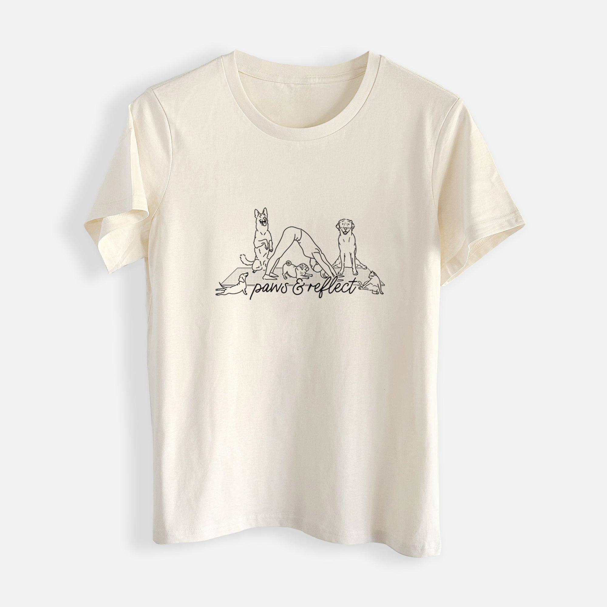 Paws and Reflect - Yoga with Dogs - Womens Everyday Maple Tee