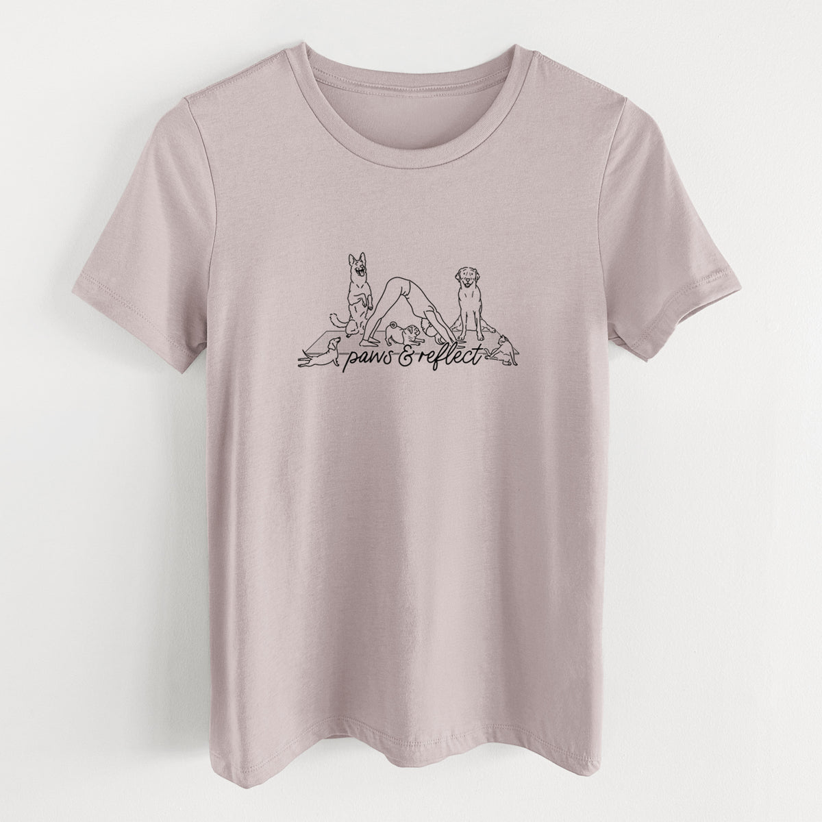 Paws and Reflect - Yoga with Dogs - Women's Lightweight Relaxed Fit 100% Cotton Crewneck