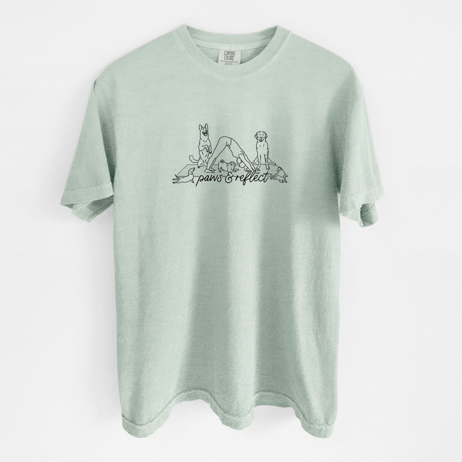 Paws and Reflect - Yoga with Dogs - Unisex Comfort Colors Garment-Dyed Heavyweight T-shirt in Bay