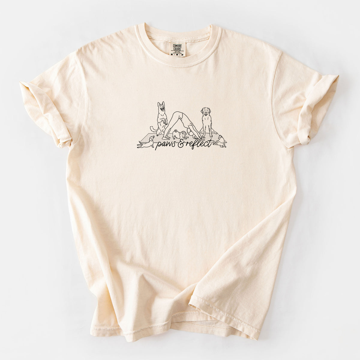 Paws and Reflect - Yoga with Dogs - Unisex Comfort Colors Garment-Dyed Heavyweight T-shirt in Ivory
