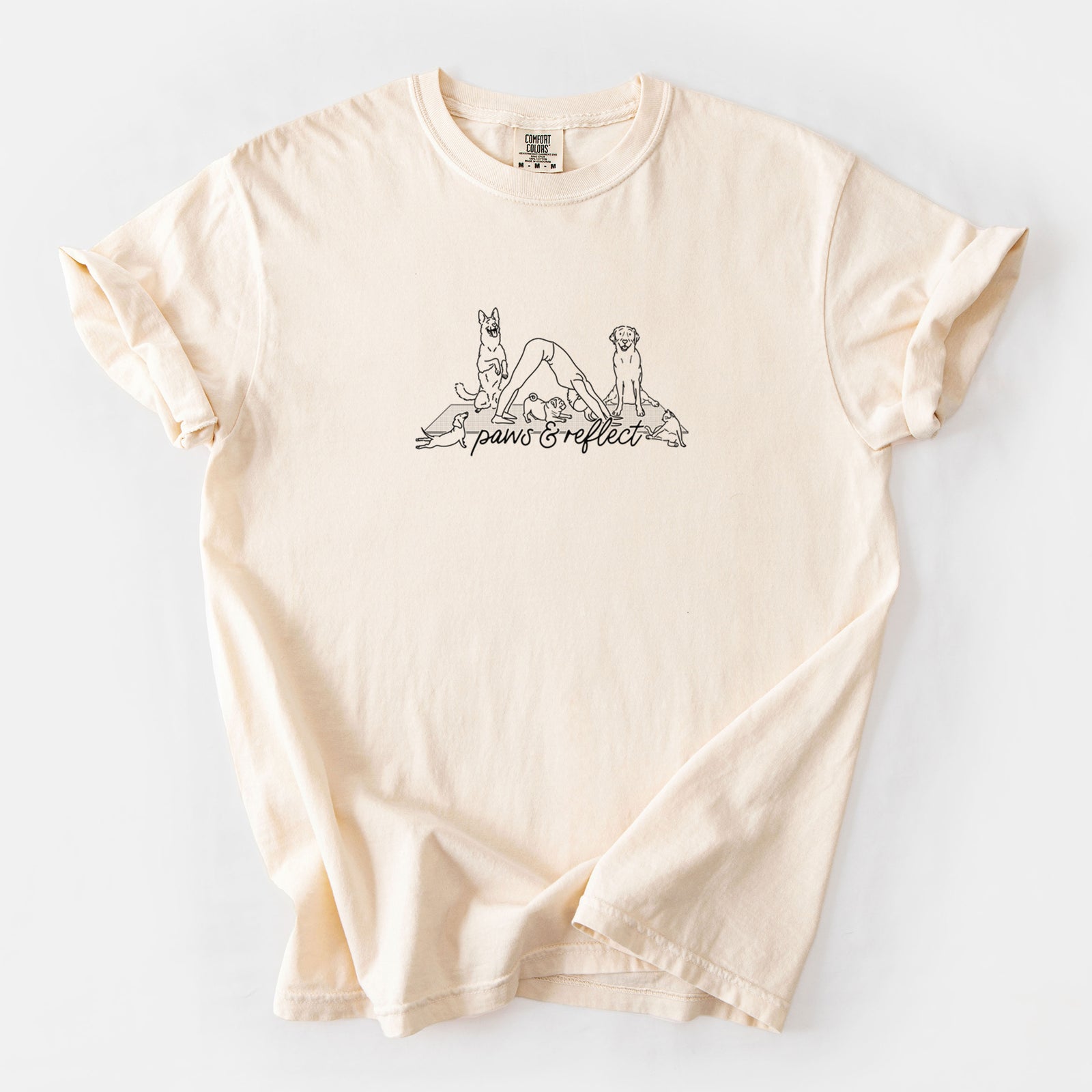 Paws and Reflect - Yoga with Dogs - Unisex Comfort Colors Garment-Dyed Heavyweight T-shirt in Ivory