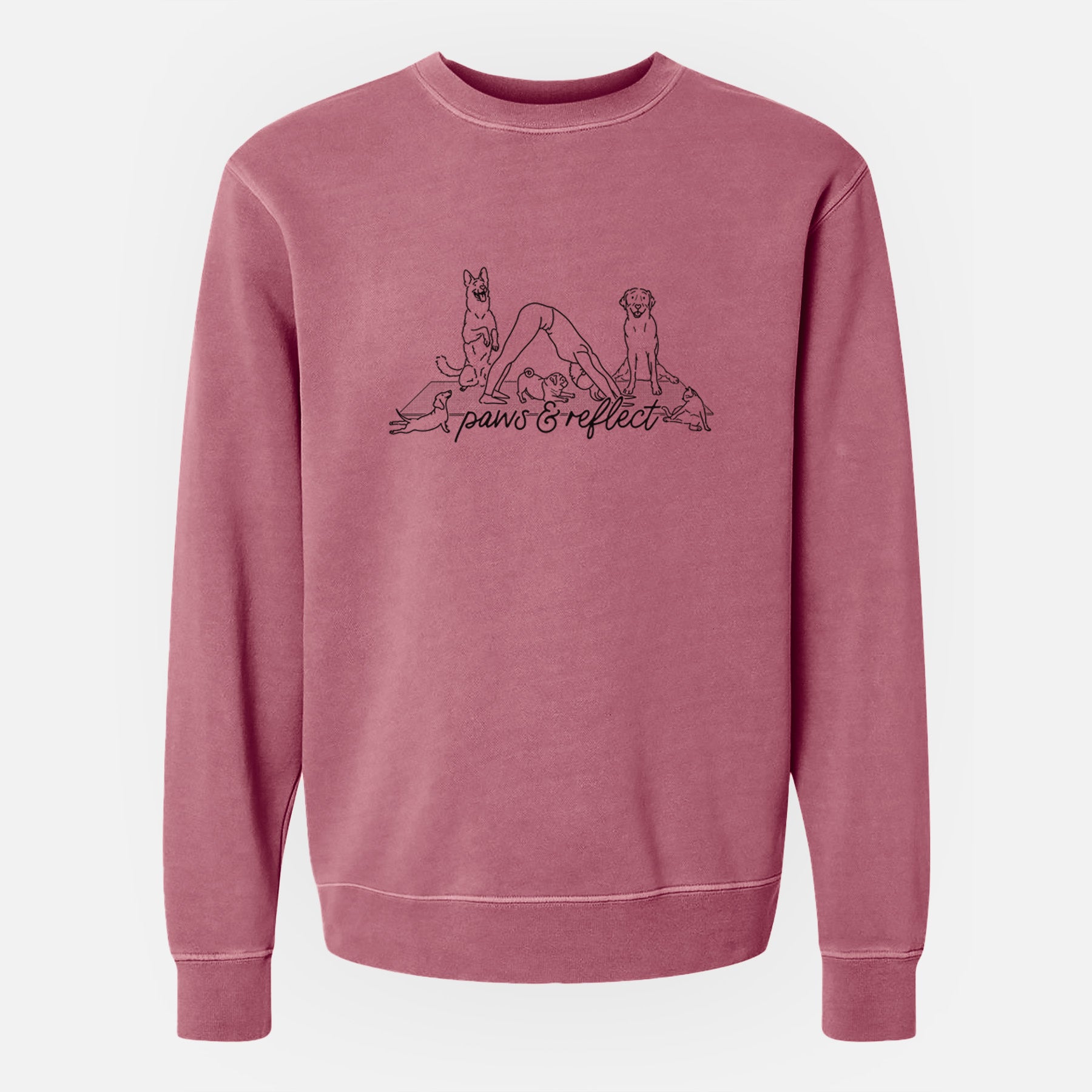 Paws and Reflect - Yoga with Dogs - Unisex Pigment Dyed Crew Sweatshirt