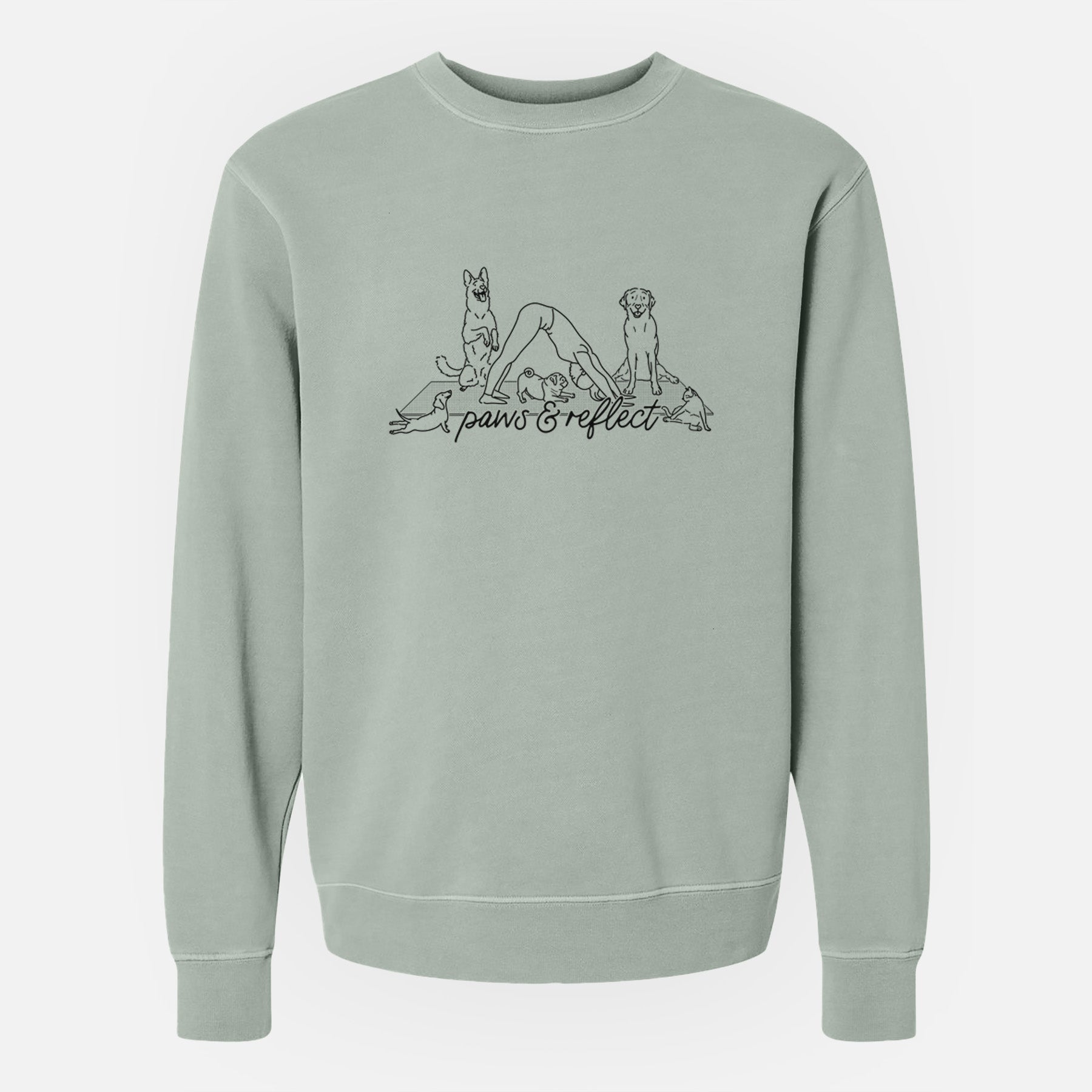 Paws and Reflect - Yoga with Dogs - Unisex Pigment Dyed Crew Sweatshirt