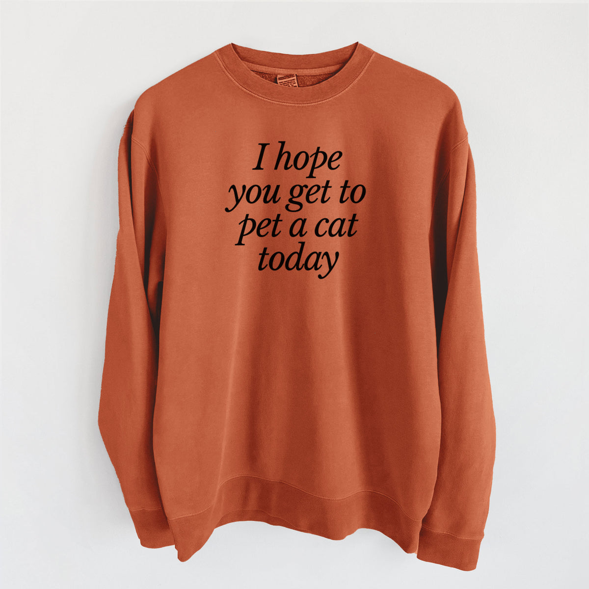 I hope you get to pet a cat today - Unisex Pigment Dyed Crew Sweatshirt in Amber