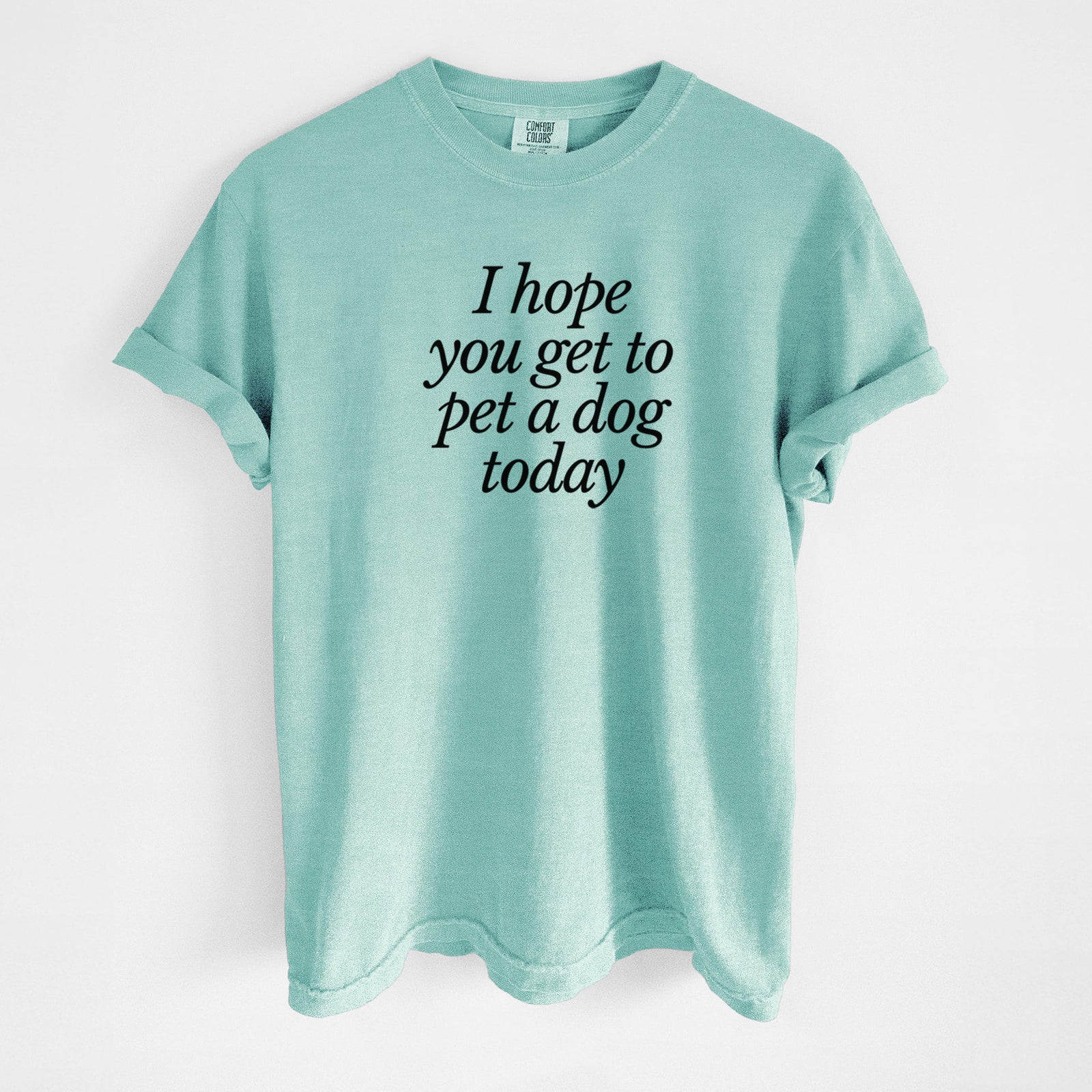 I hope you get to pet a dog today - Unisex Comfort Colors Garment-Dyed Heavyweight T-shirt in Chalky Mint