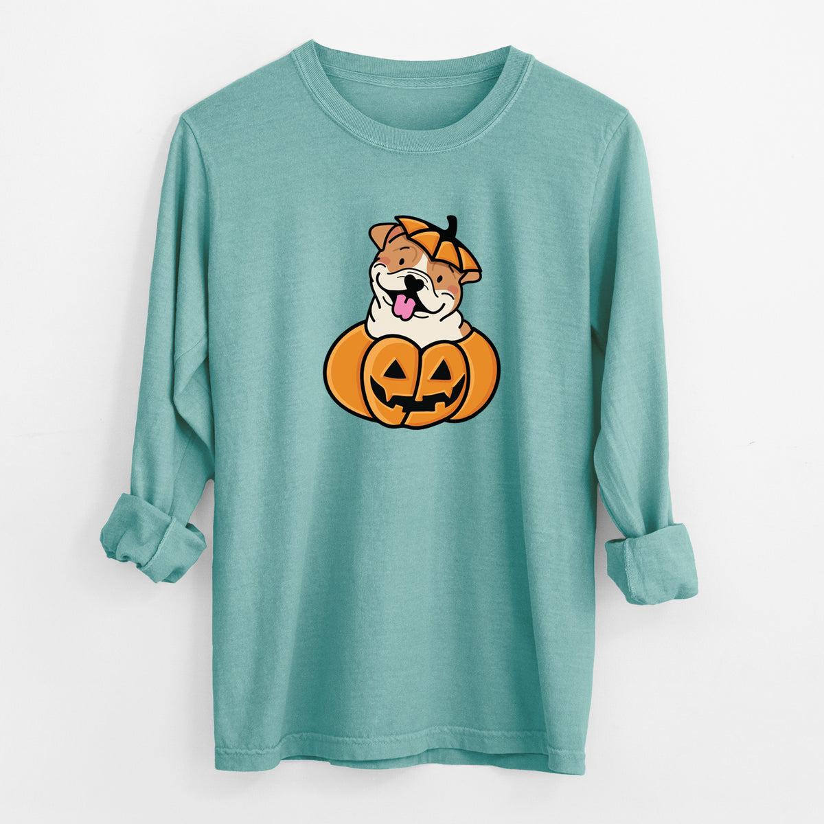 Pumpkin Pup - English Bulldog - Heavyweight 100% Cotton Long Sleeve