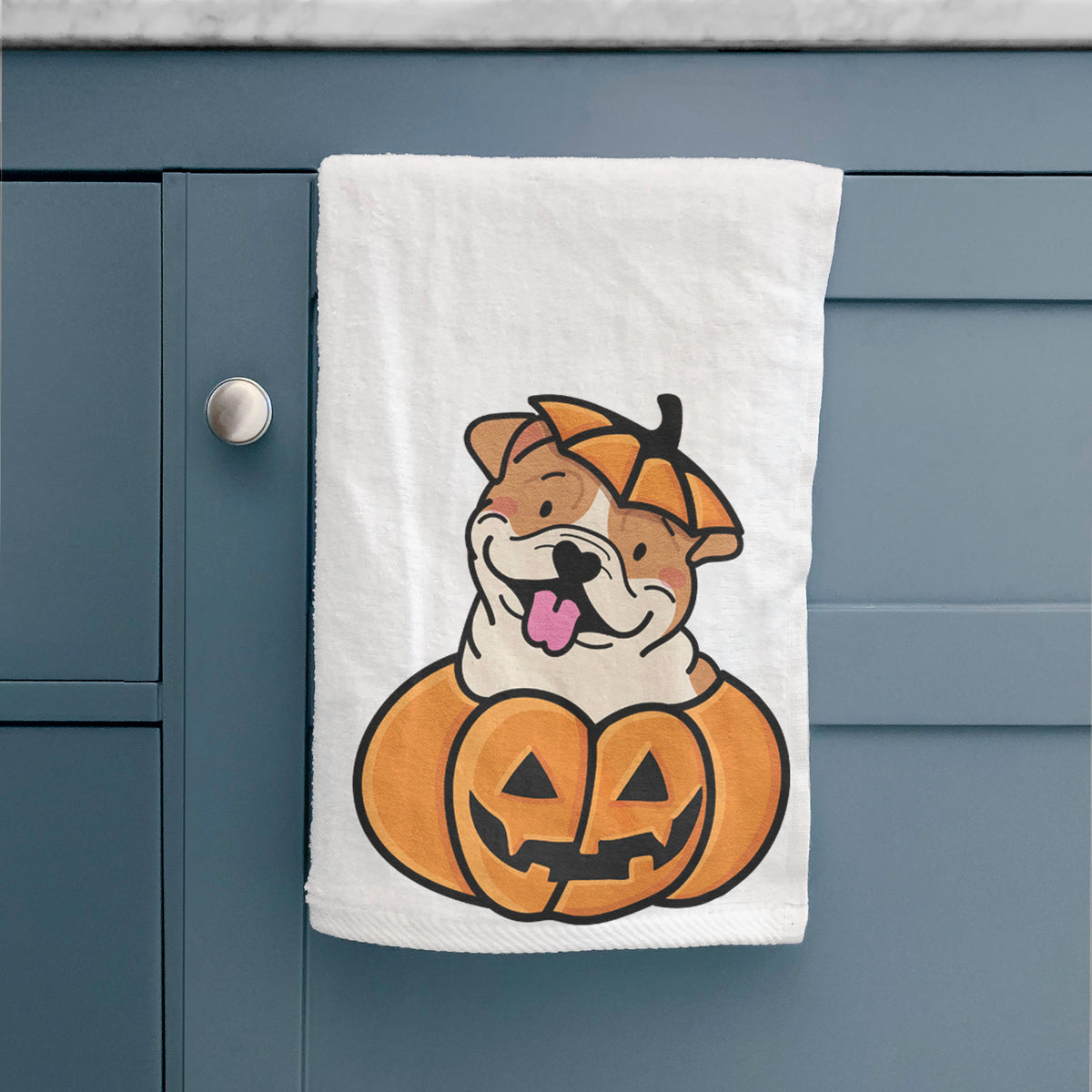 Pumpkin Pup - English Bulldog Hand Towel