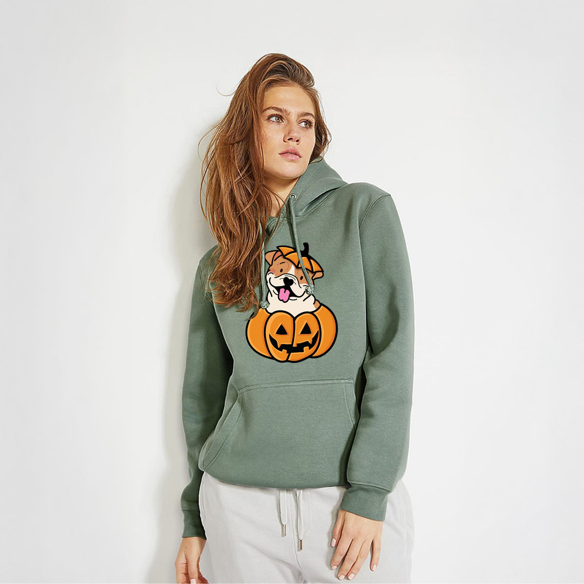 Pumpkin Pup - English Bulldog - Heavyweight Fleece Hoodie