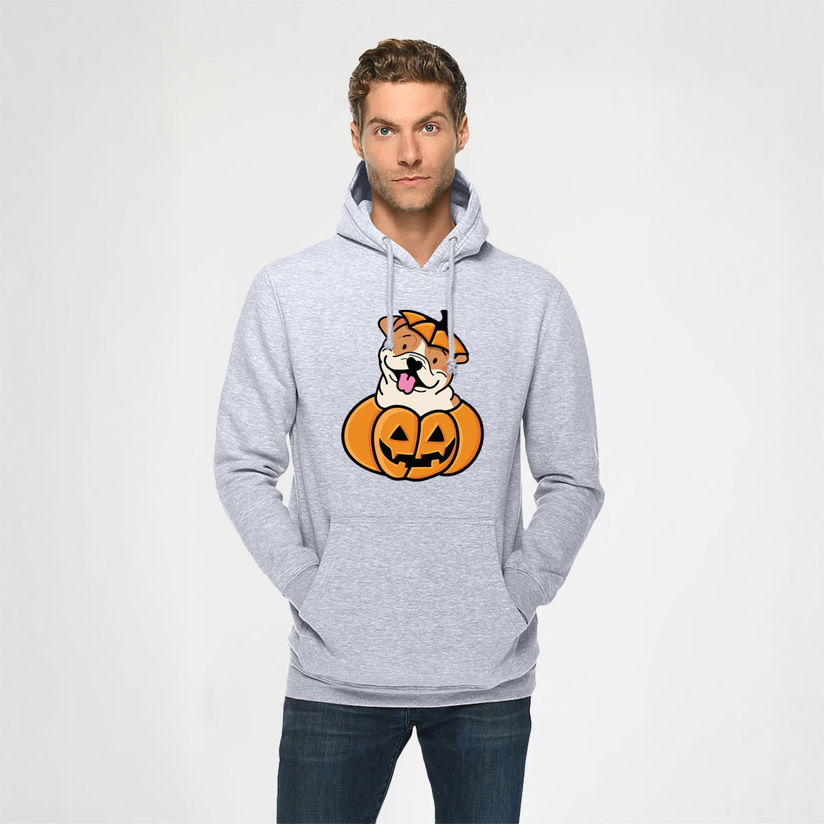 Pumpkin Pup - English Bulldog - Heavyweight Fleece Hoodie
