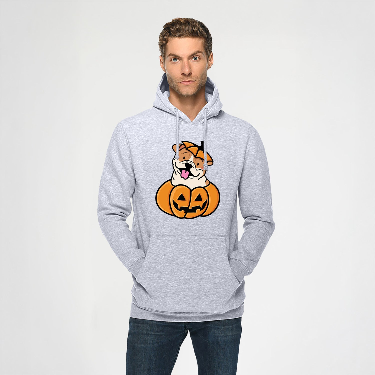 Pumpkin Pup - English Bulldog - Heavyweight Fleece Hoodie