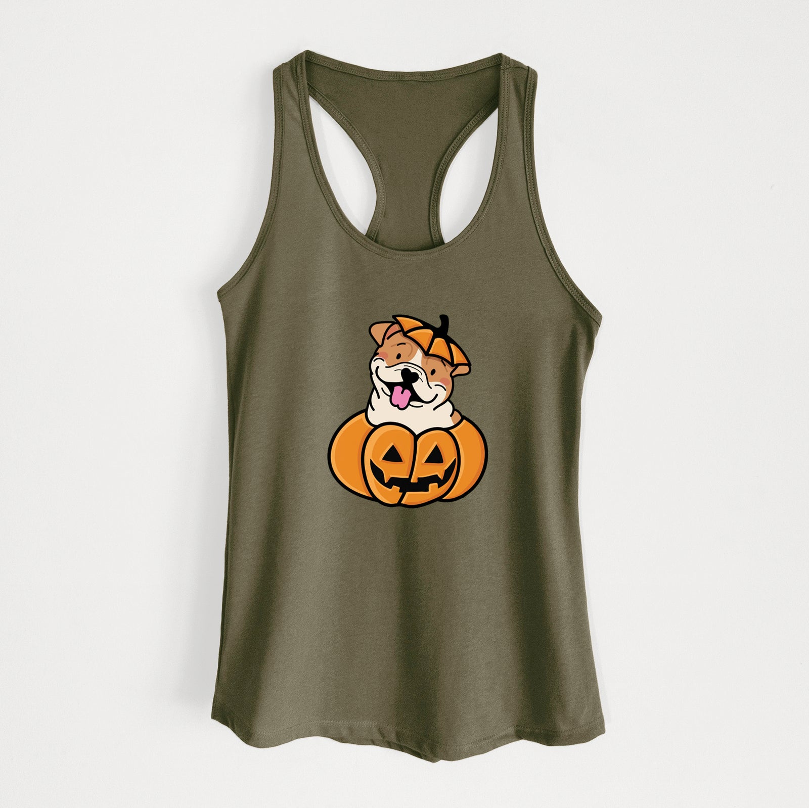 Pumpkin Pup - English Bulldog - Women's Racerback Tanktop