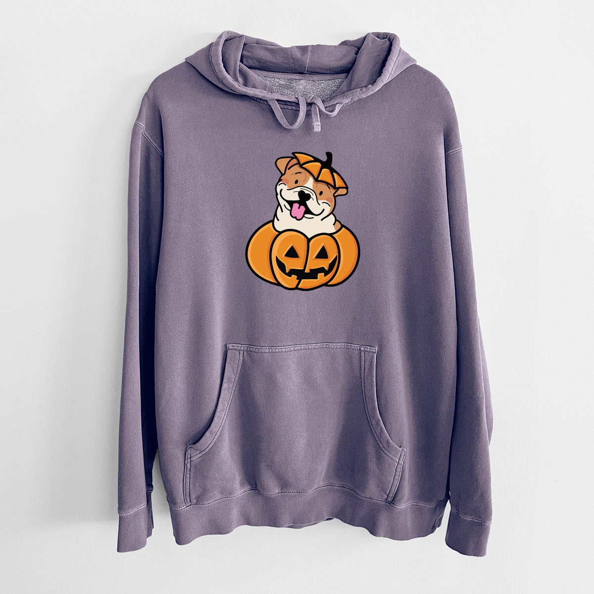 Pumpkin Pup - English Bulldog - Unisex Pigment Dyed Hoodie