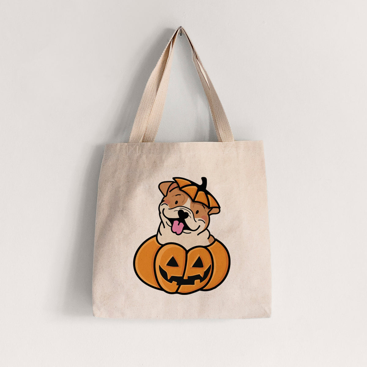 Pumpkin Pup - English Bulldog - Tote Bag