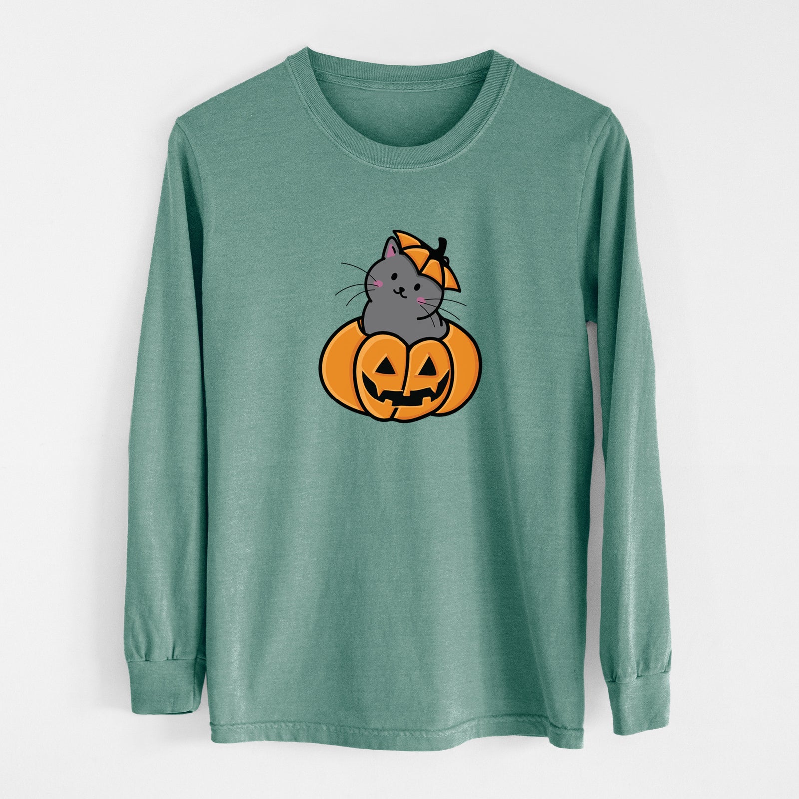 Pumpkin Cat - Black Cat - Heavyweight 100% Cotton Long Sleeve