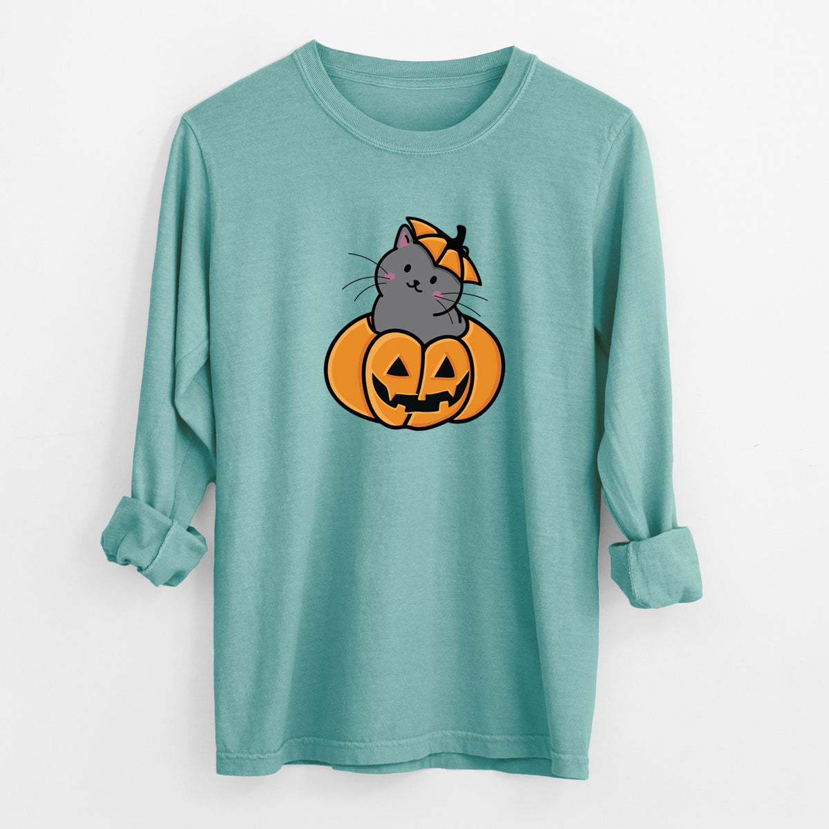Pumpkin Cat - Black Cat - Heavyweight 100% Cotton Long Sleeve