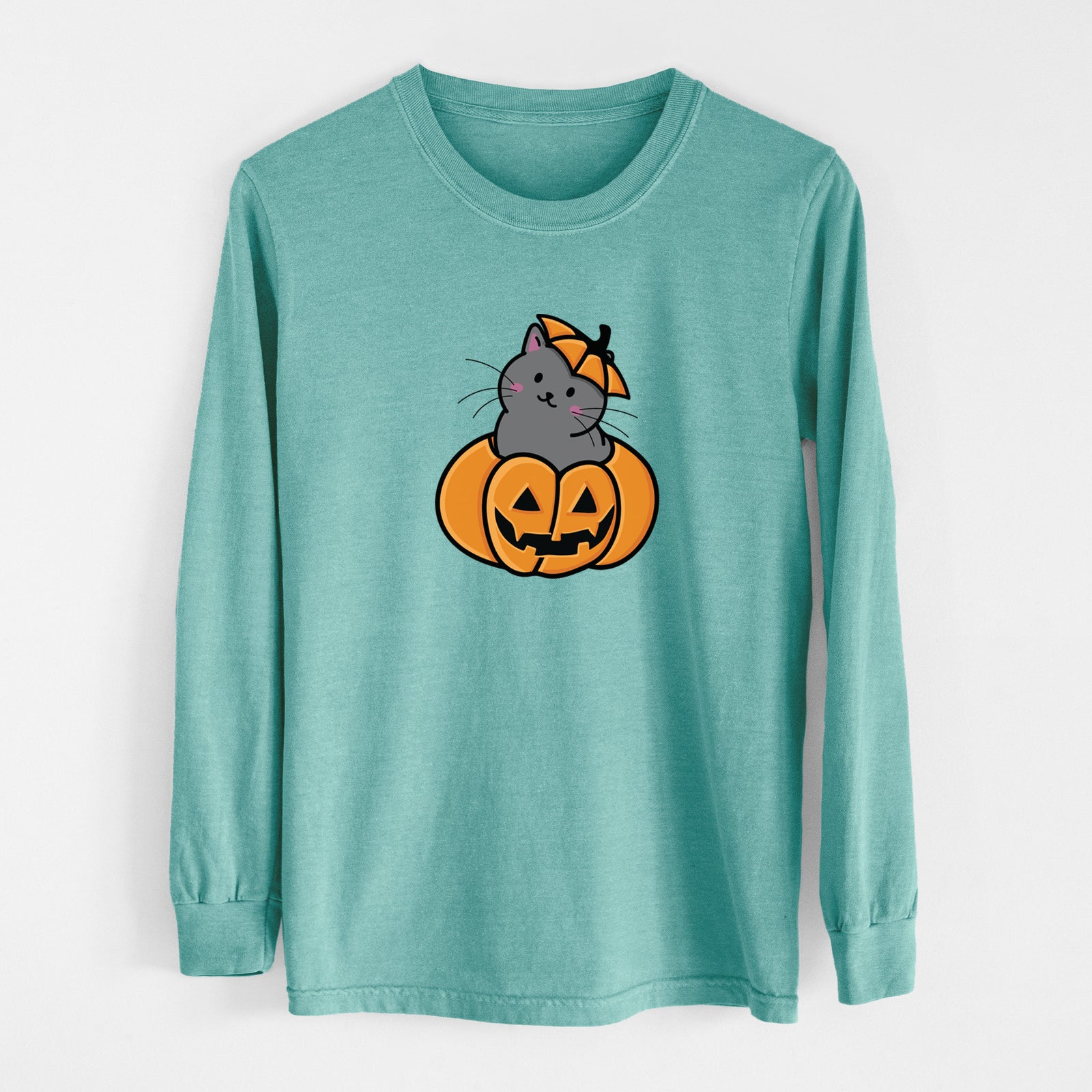 Pumpkin Cat - Black Cat - Heavyweight 100% Cotton Long Sleeve
