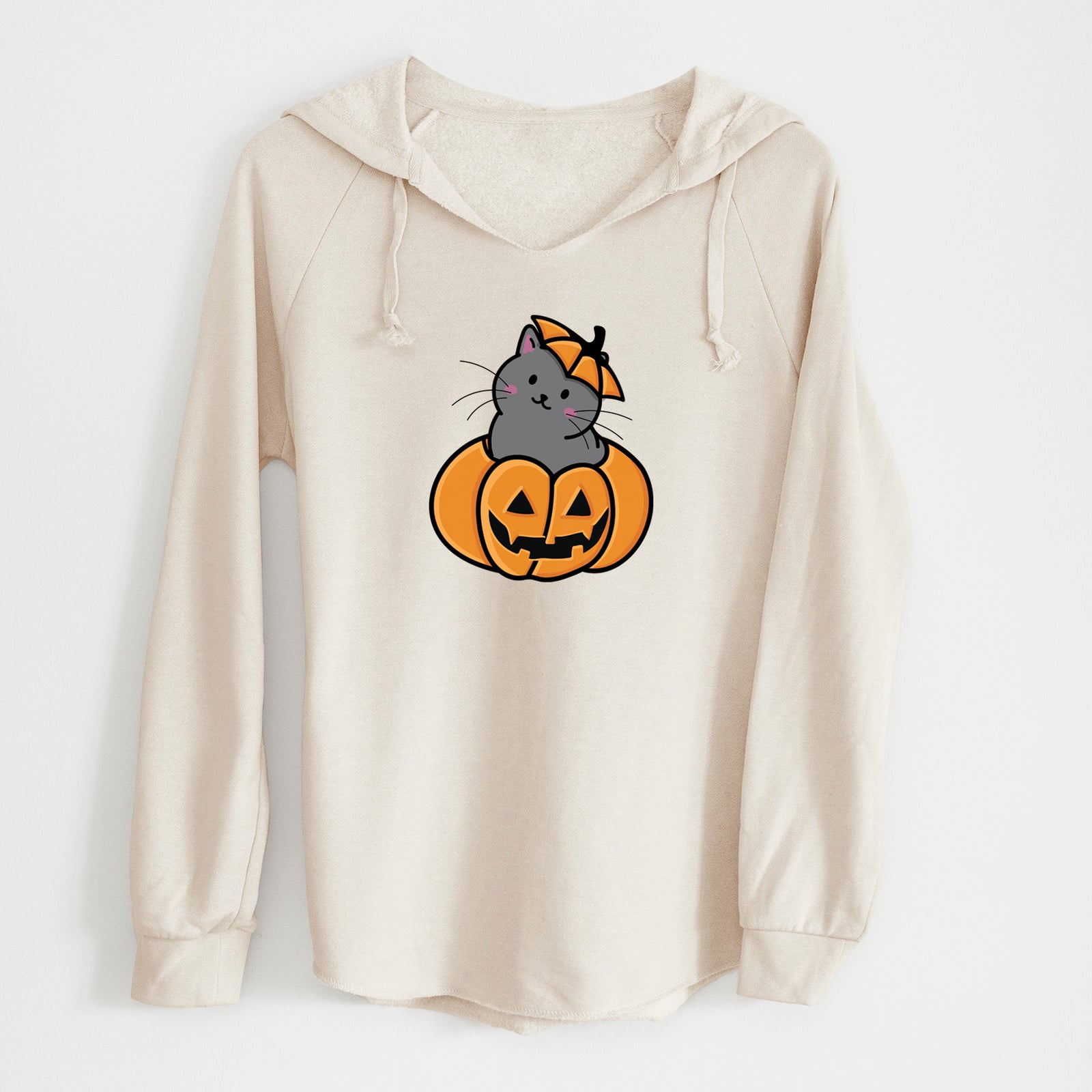 Pumpkin Cat - Black Cat - Cali Wave Hooded Sweatshirt