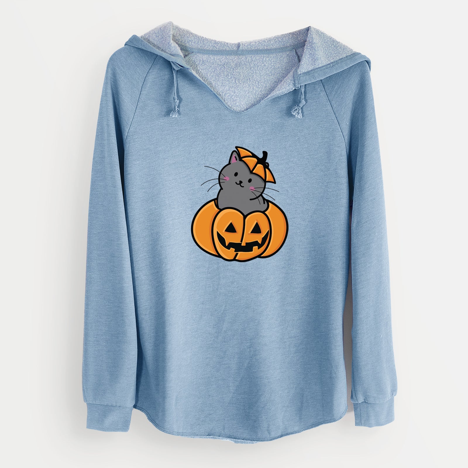 Pumpkin Cat - Black Cat - Cali Wave Hooded Sweatshirt
