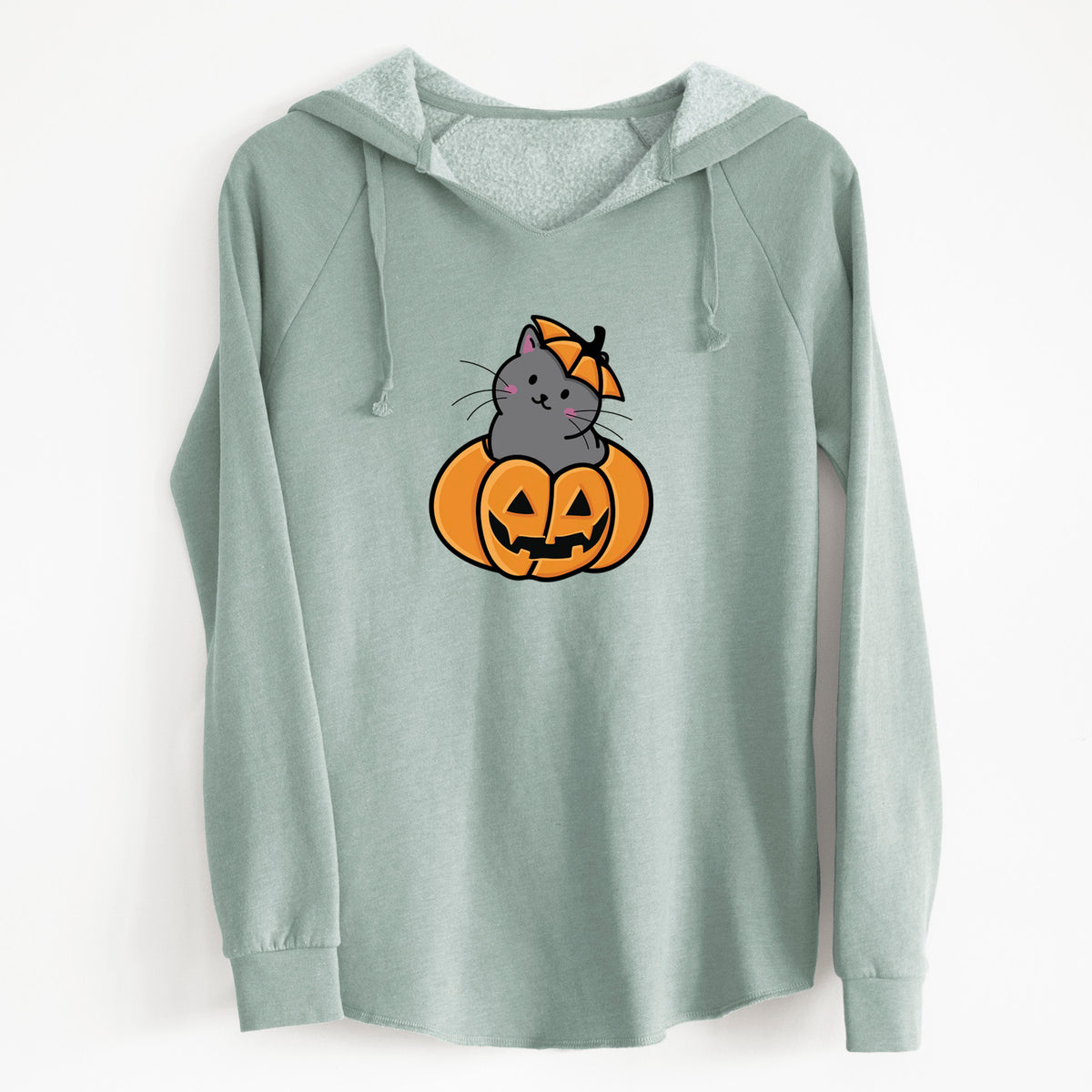 Pumpkin Cat - Black Cat - Cali Wave Hooded Sweatshirt