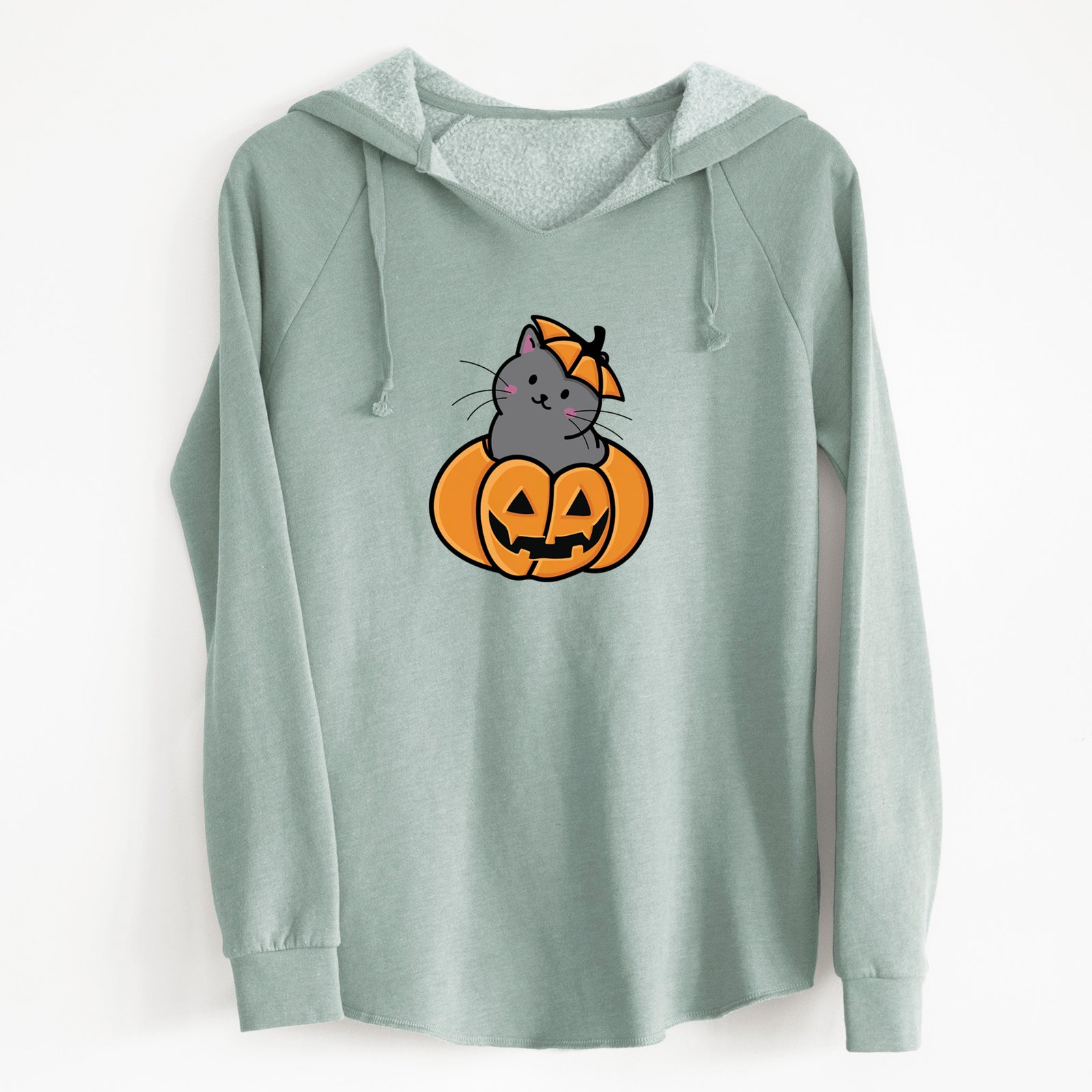 Pumpkin Cat - Black Cat - Cali Wave Hooded Sweatshirt