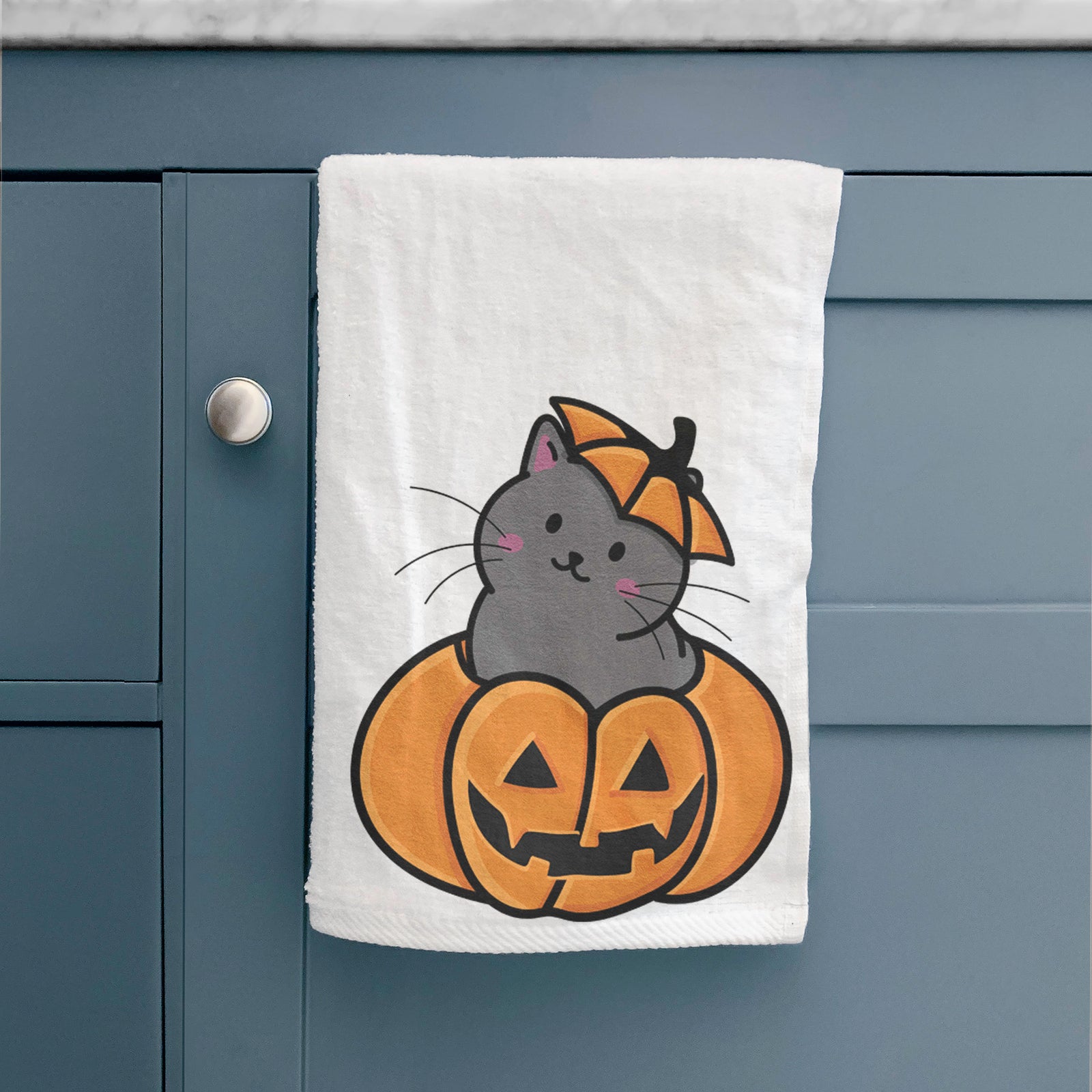 Pumpkin Cat - Black Cat Hand Towel